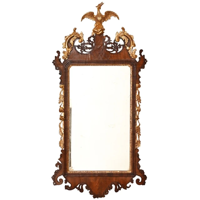 A Victorian parcel gilt walnut mirror, c1900, in George II s...