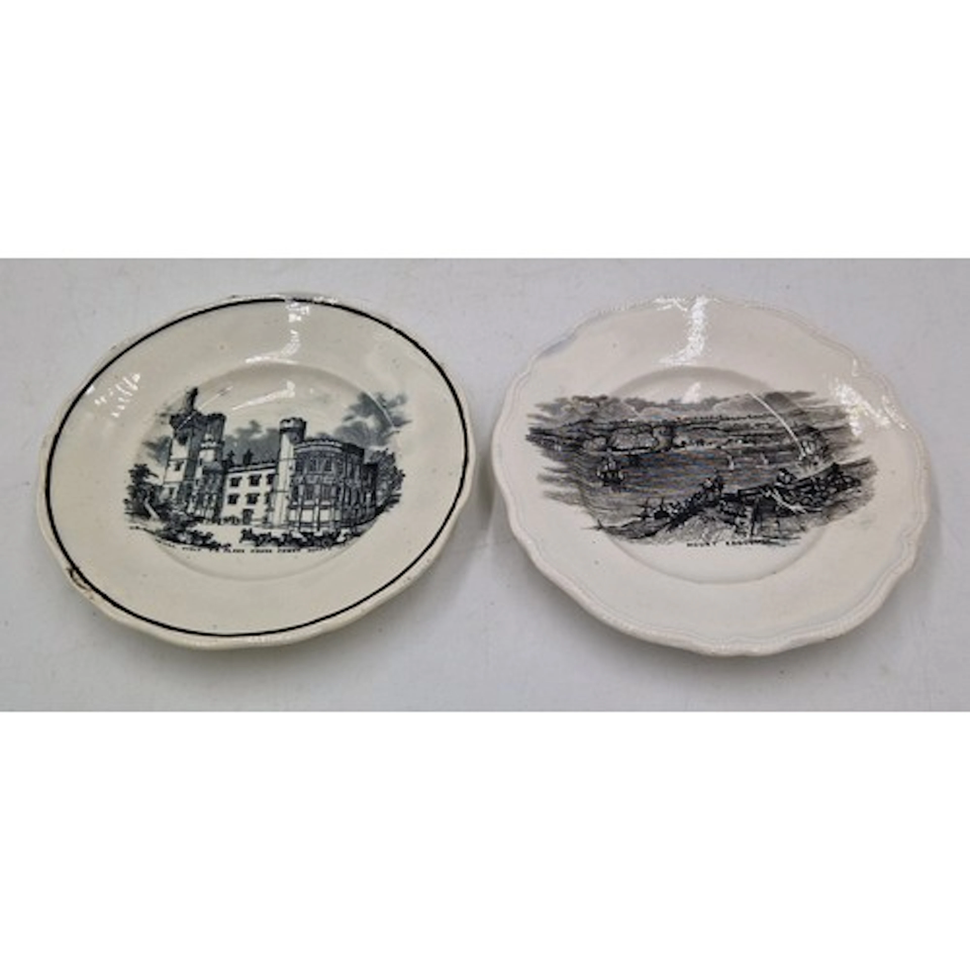 Two early 19th century black and white transfer printed Swan...