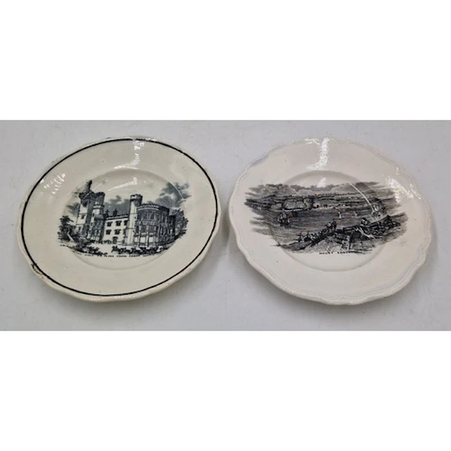 Two early 19th century black and white transfer printed Swan...