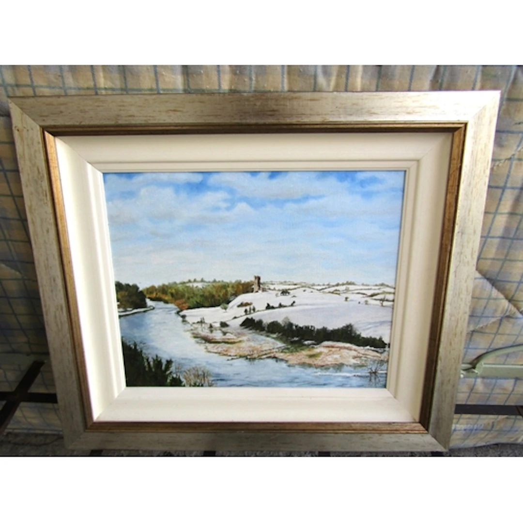 Irish School Signed Flanagan Dated 2000 Winter Scene Along t...