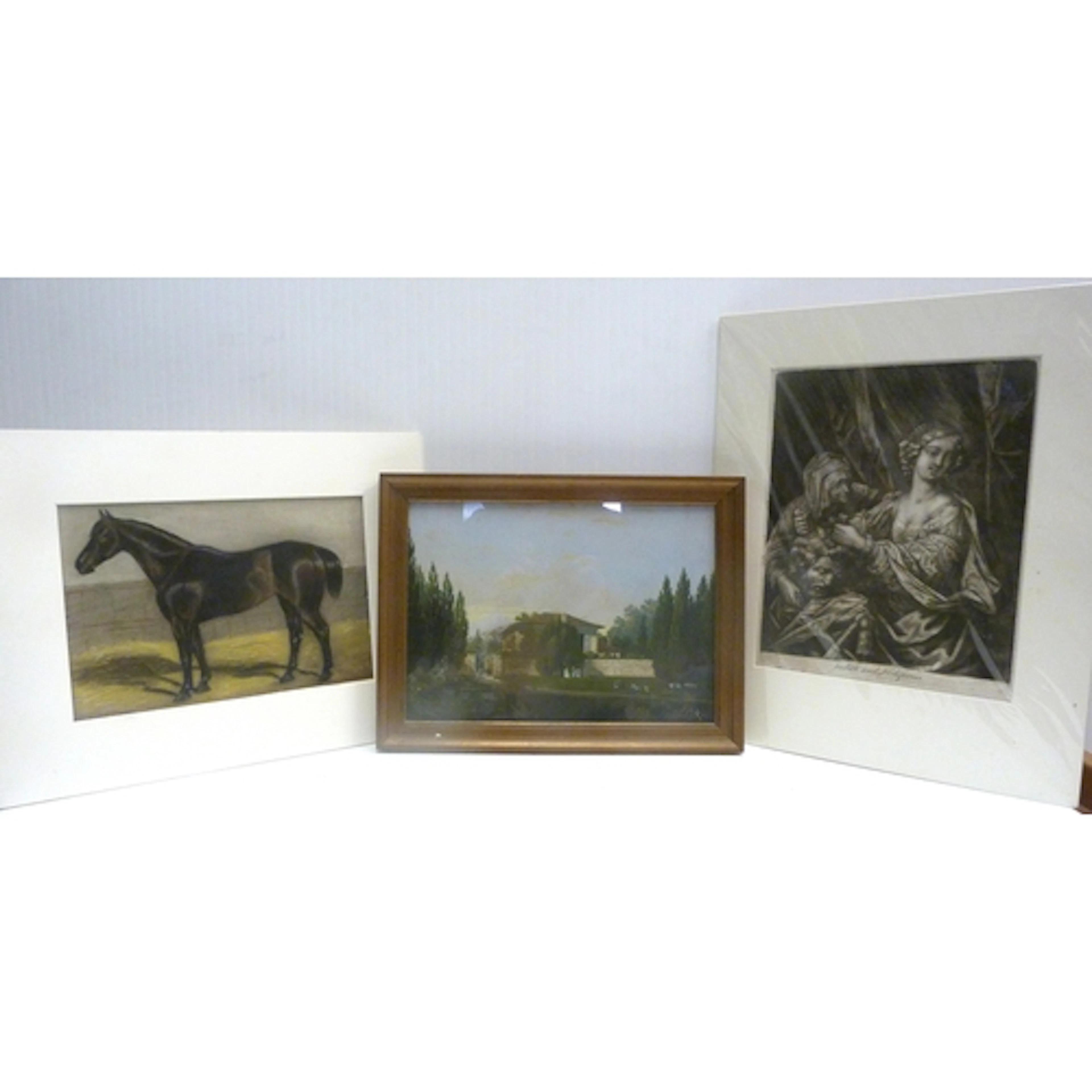 British School Garden scene with figures, unsigned, 21cm x 3...