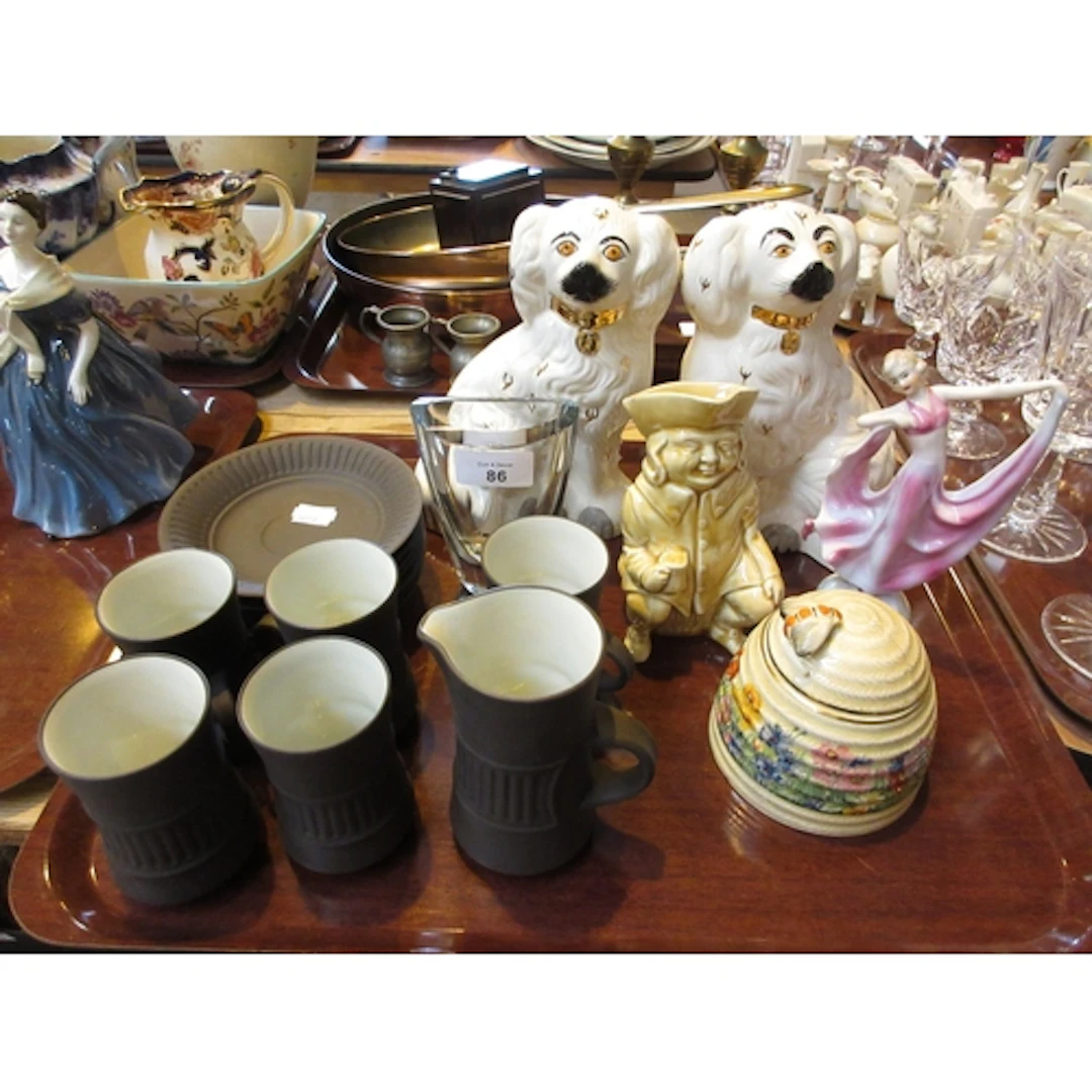 Pair of Beswick Spaniels, Faulty Clarice Cliff Honey Pot etc