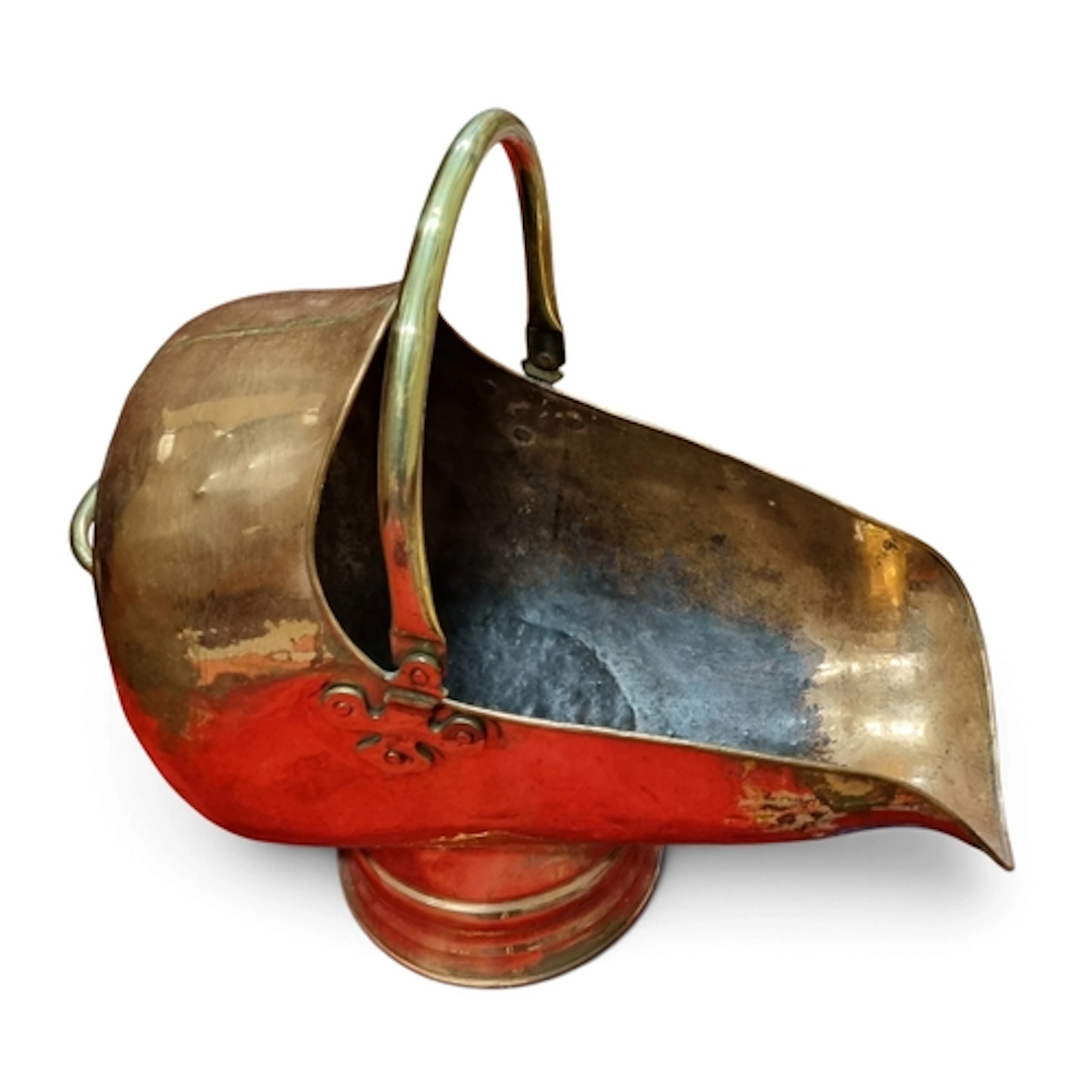 A 19th Century Copper and Brass Coal Helmet.