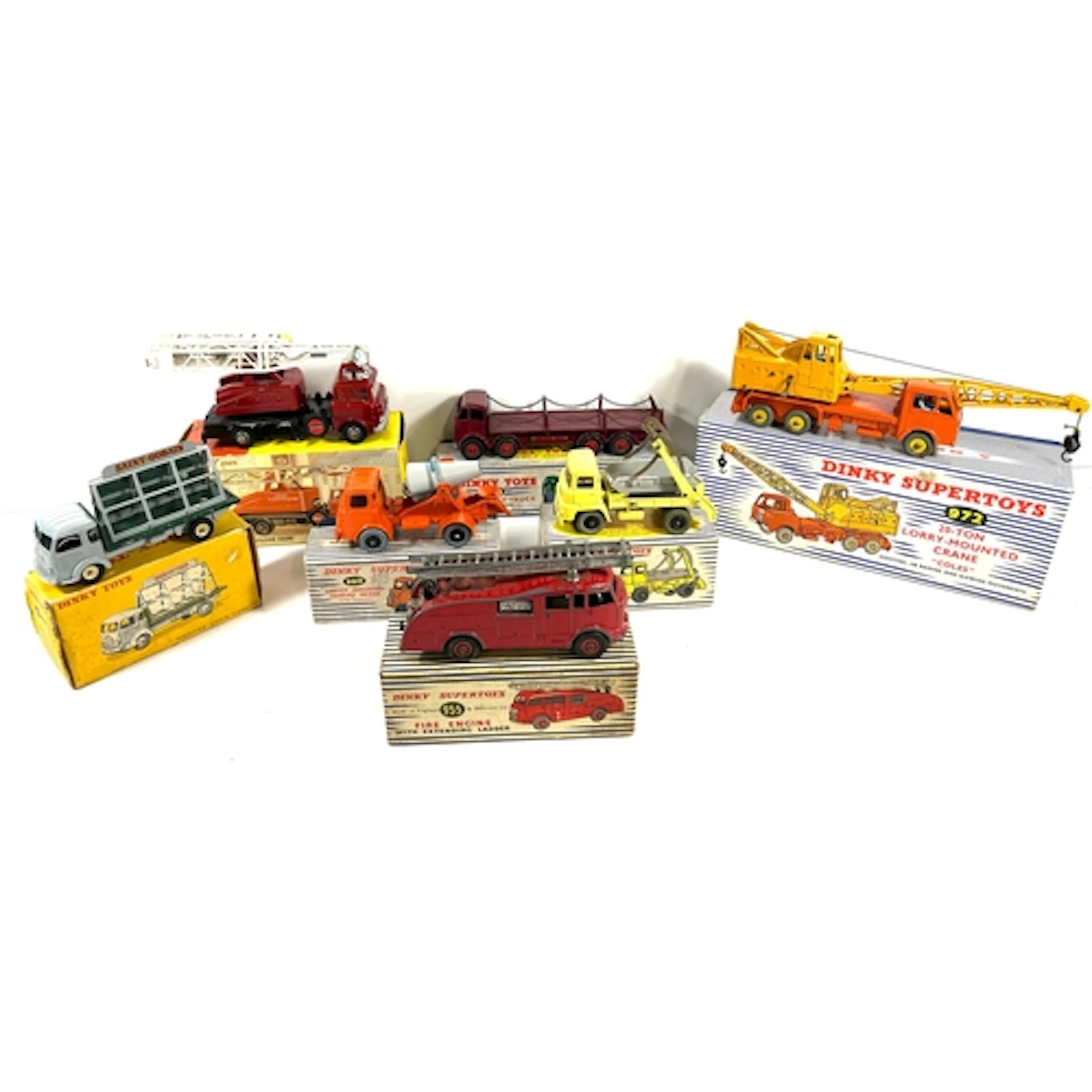 7 Dinky Toys. Marrel Multi-Bucket Unit (966). Lorry Mounted ...