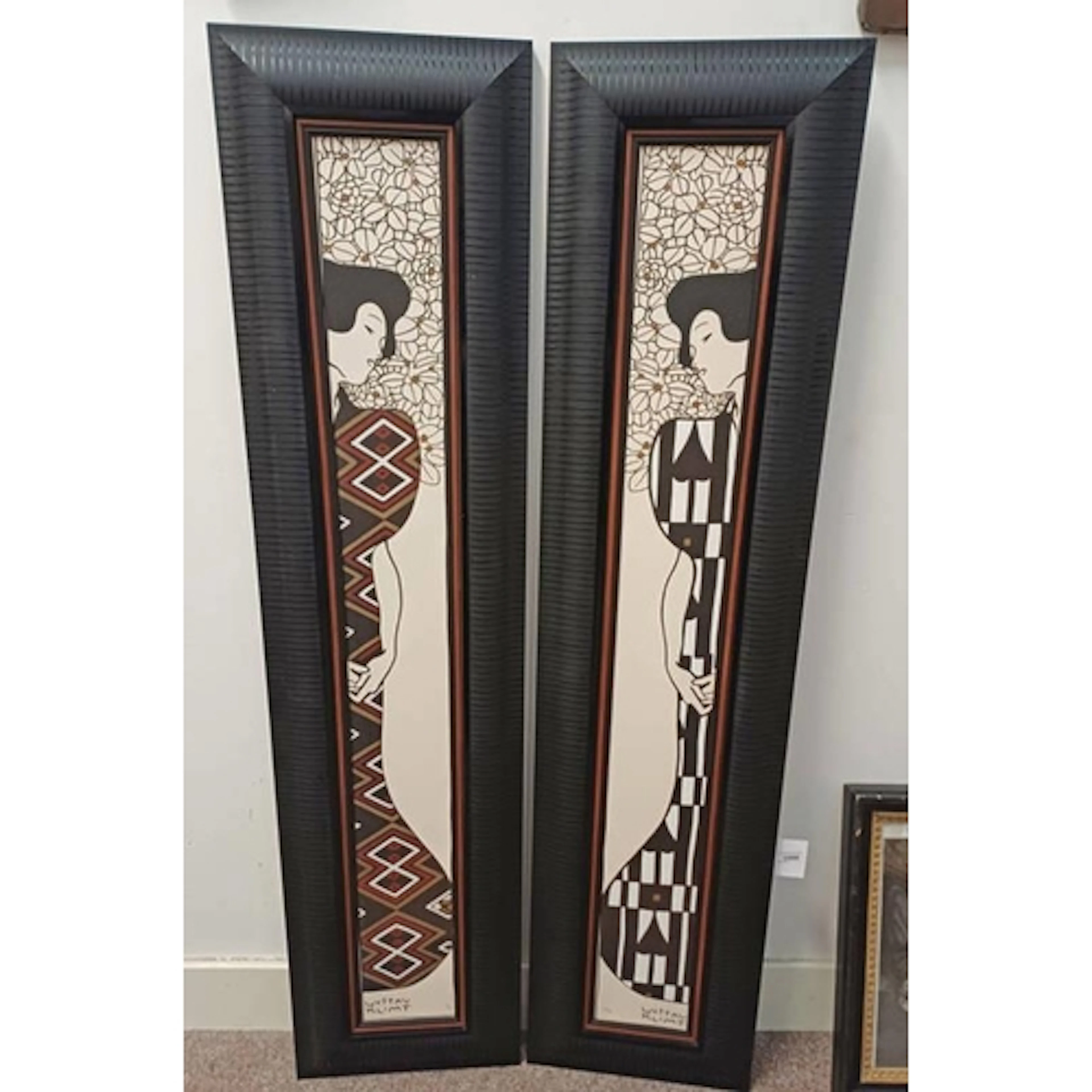 PAIR OF LIMITED PRINTS ON CANVAS AFTER GUSTAV KLIMT DEPICTIN...
