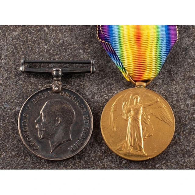 A WWI pair to '3997 Pte W Mitchell Lan Fus' War Medal and Vi...