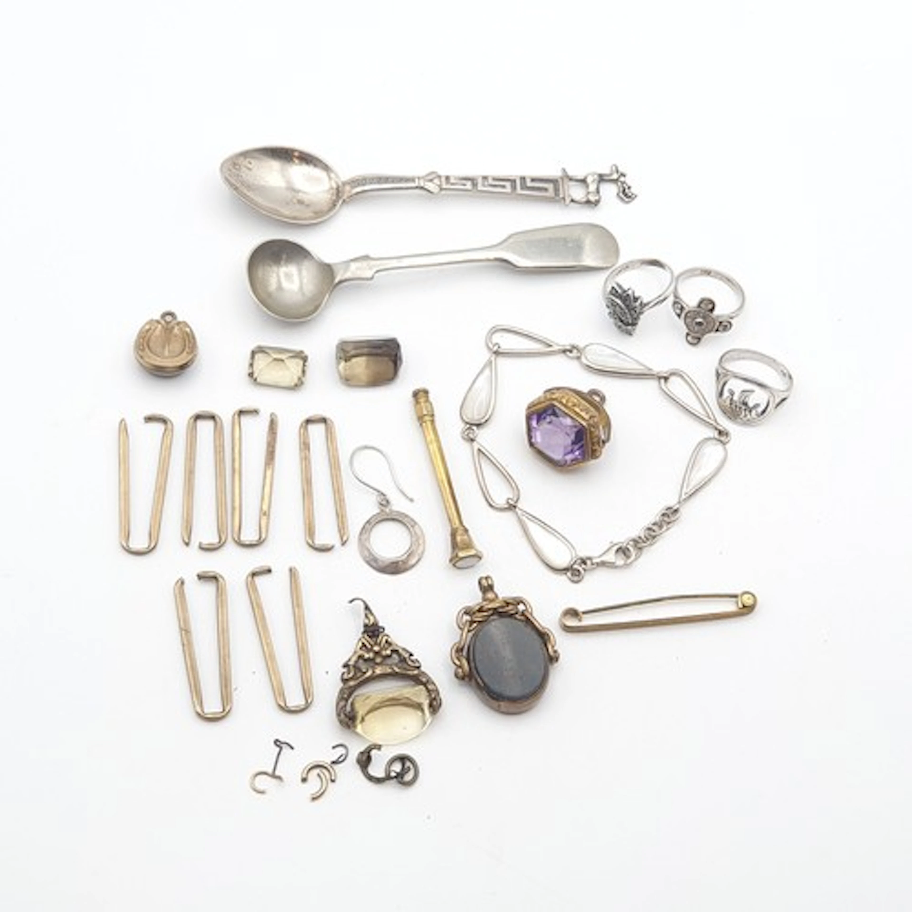 An amethyst hexagonal Fob Pendant, Extending Pencil, Swivel ...