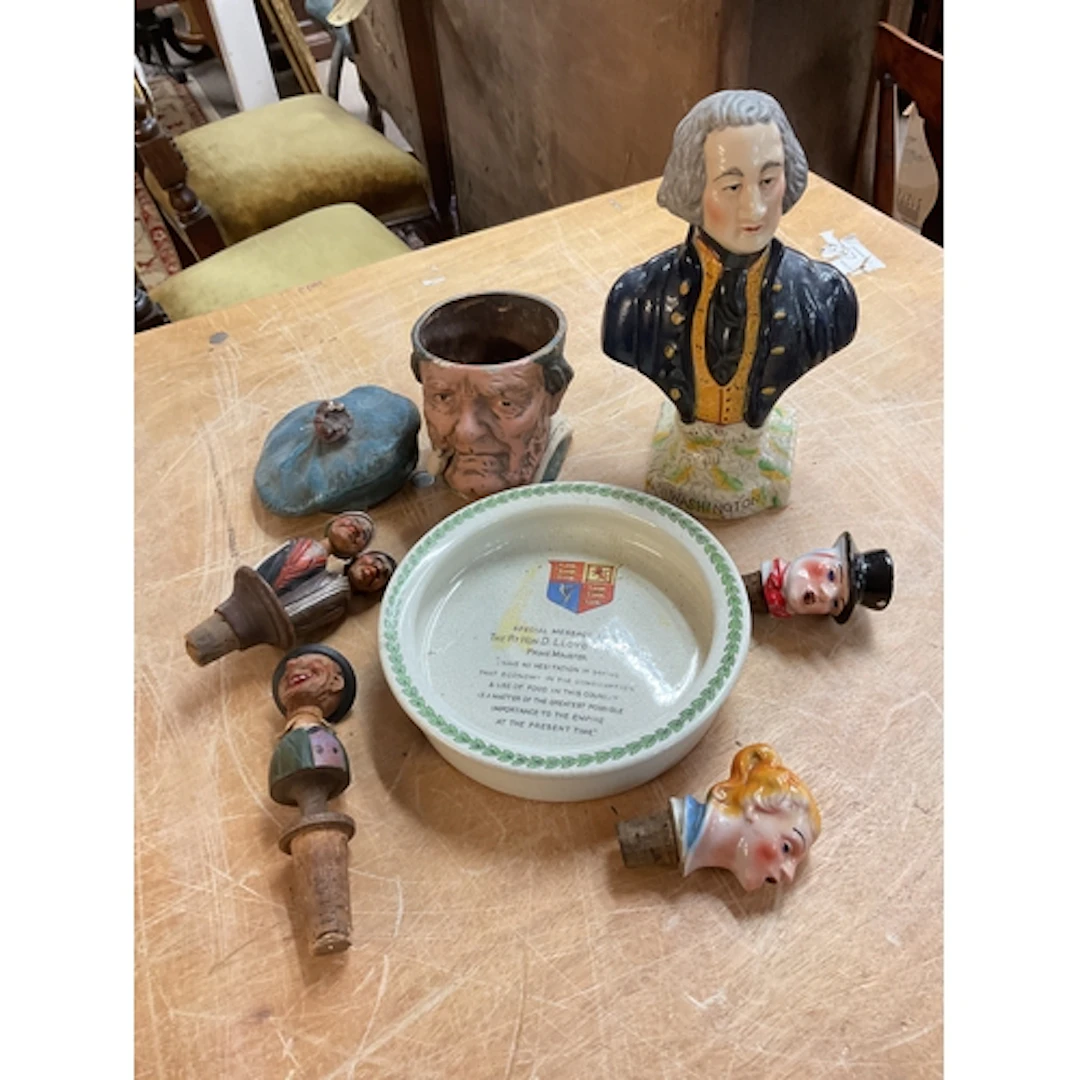 Ceramic bust of Washington, Scots tobacco jar, Lloyd George ...
