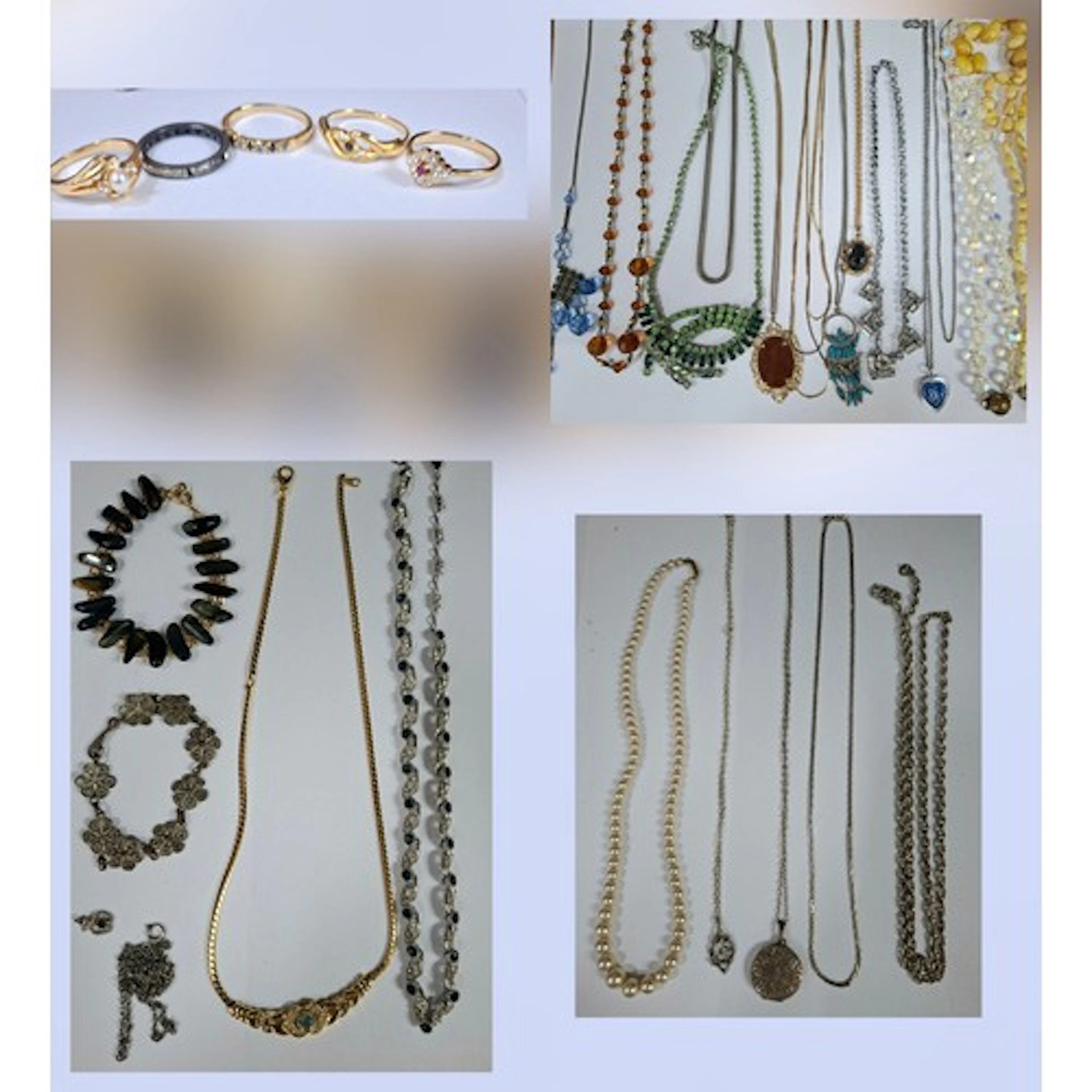 A quantity of costume jewellery to include gold plated rings...