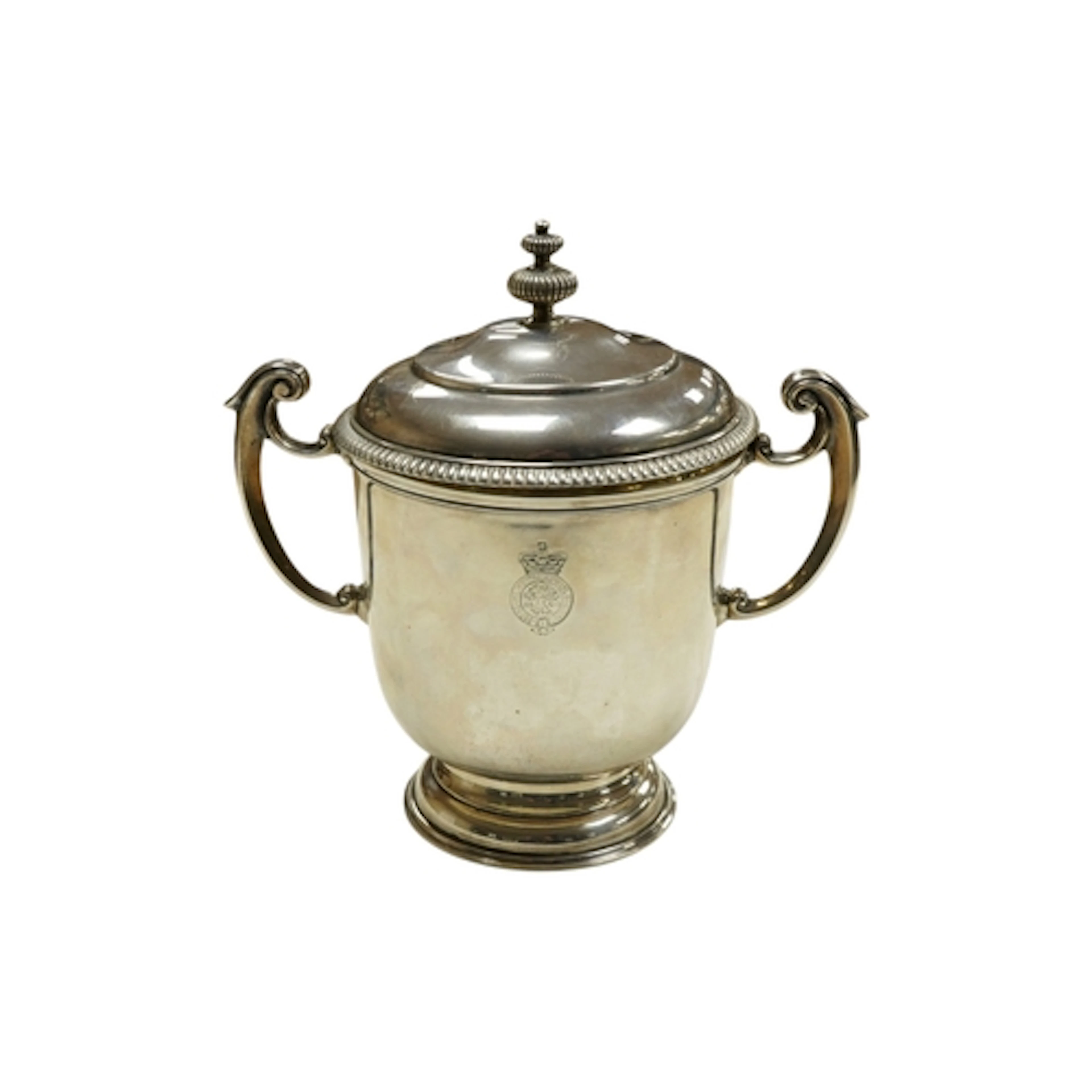 A late Victorian Royal Horticultural silver twin handled pri...