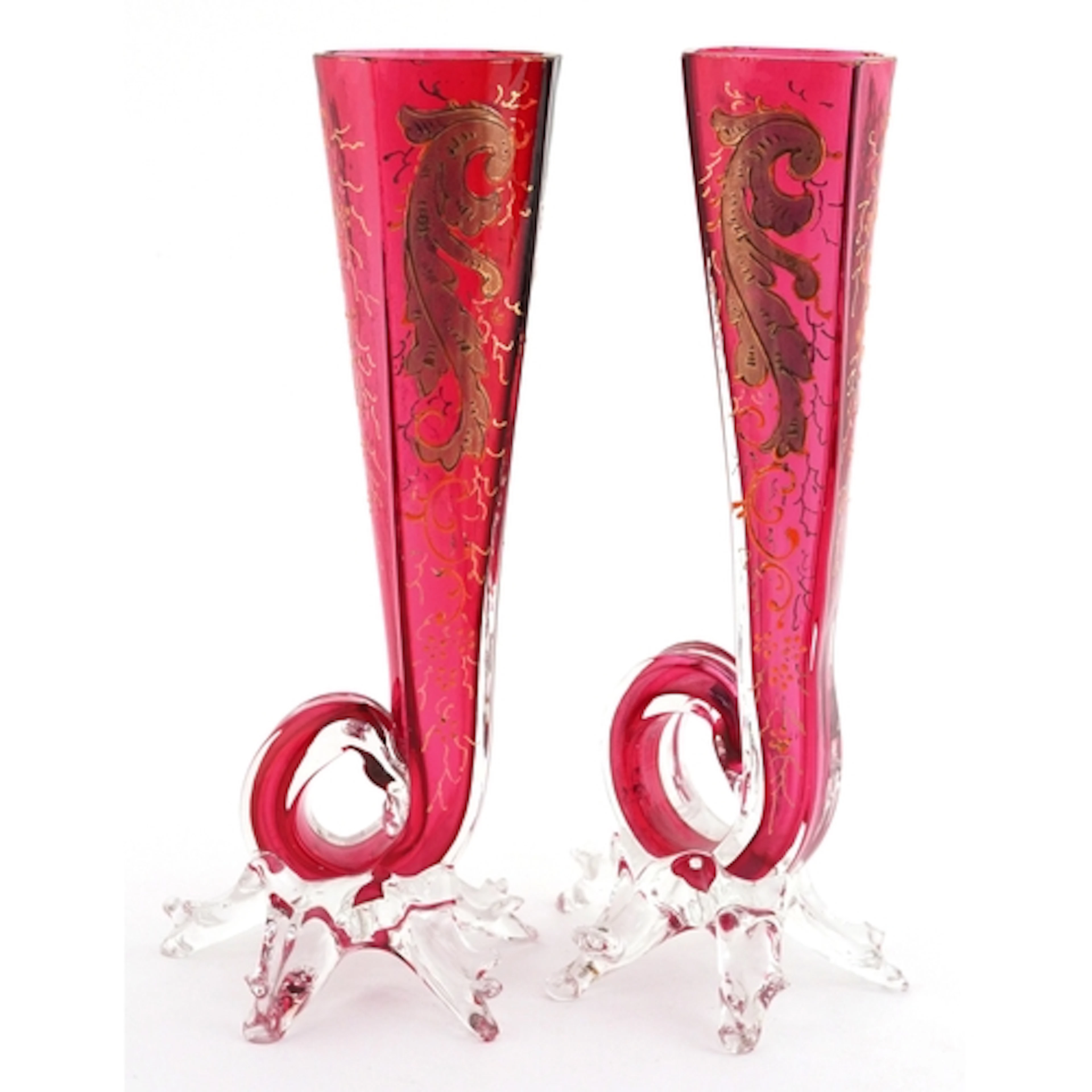 Pair of late 19th/early 20th century cornucopia style cranbe...