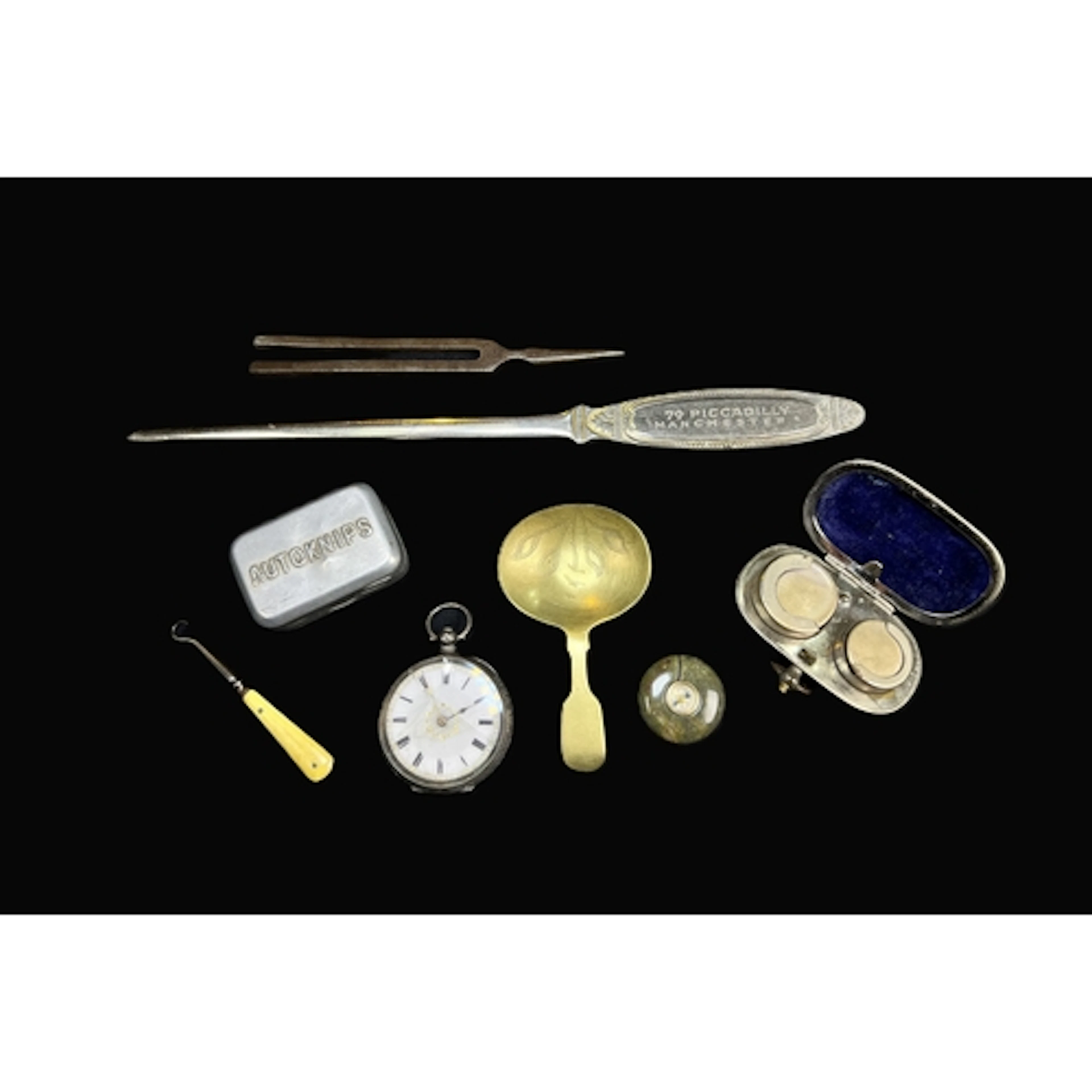 A continental chased white metal fob/pocket watch; a pewter ...
