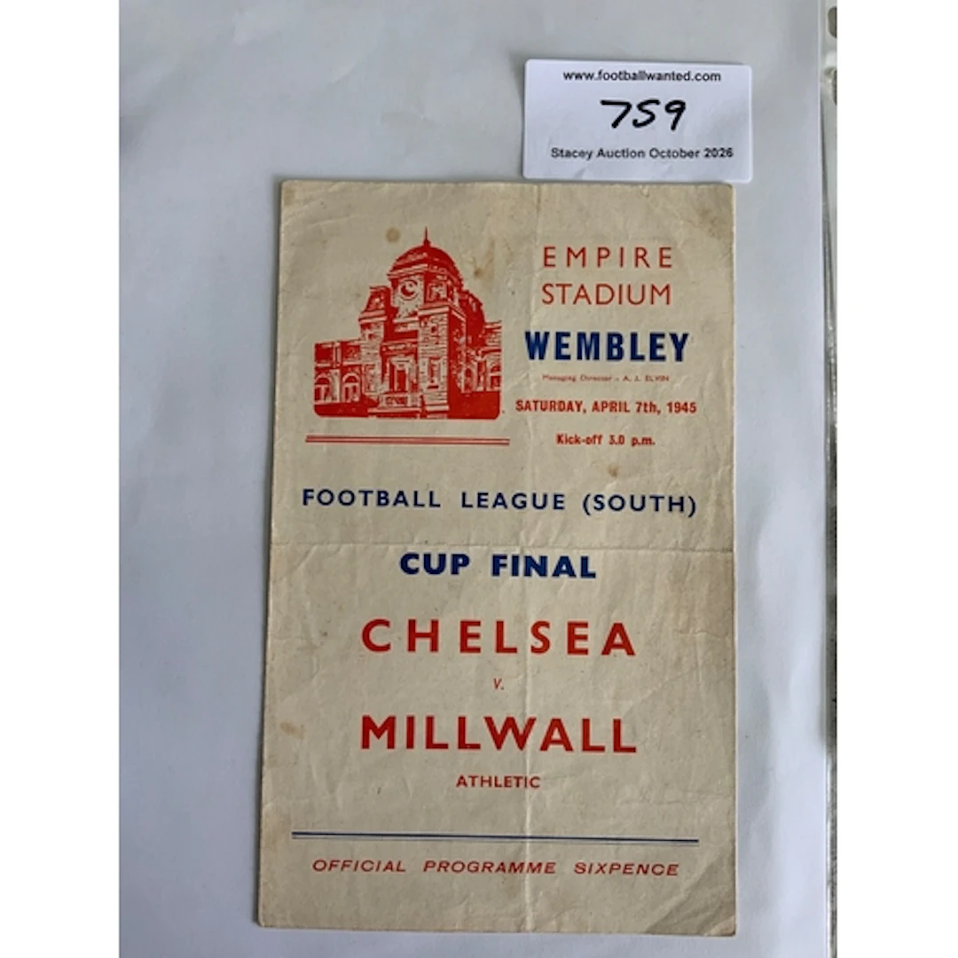 1945 FA Cup Final Football Programme: Chelsea v Millwall at ...