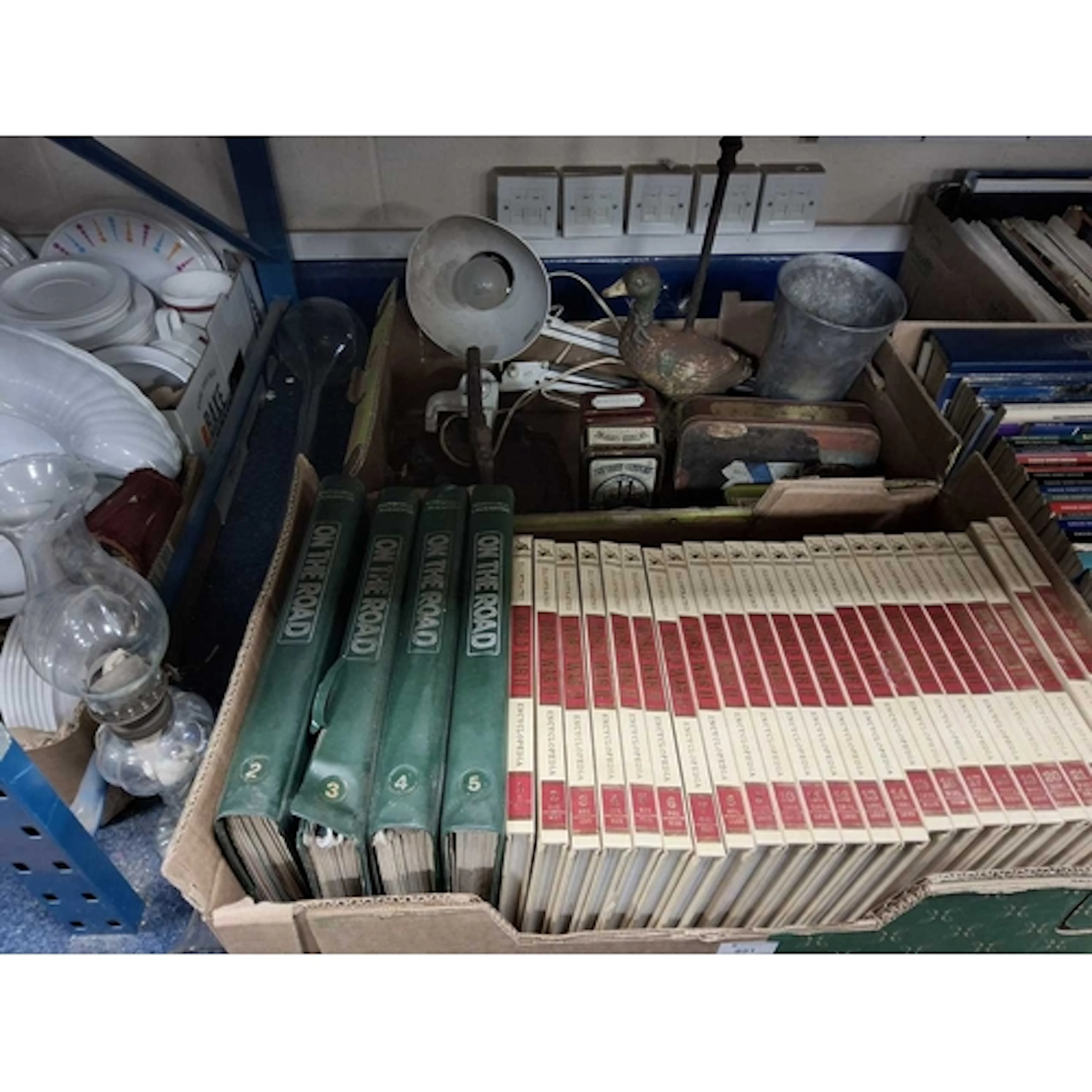 TWO BOXES AND LOOSE MISCELLANEOUS ITEMS, to include an adjus...