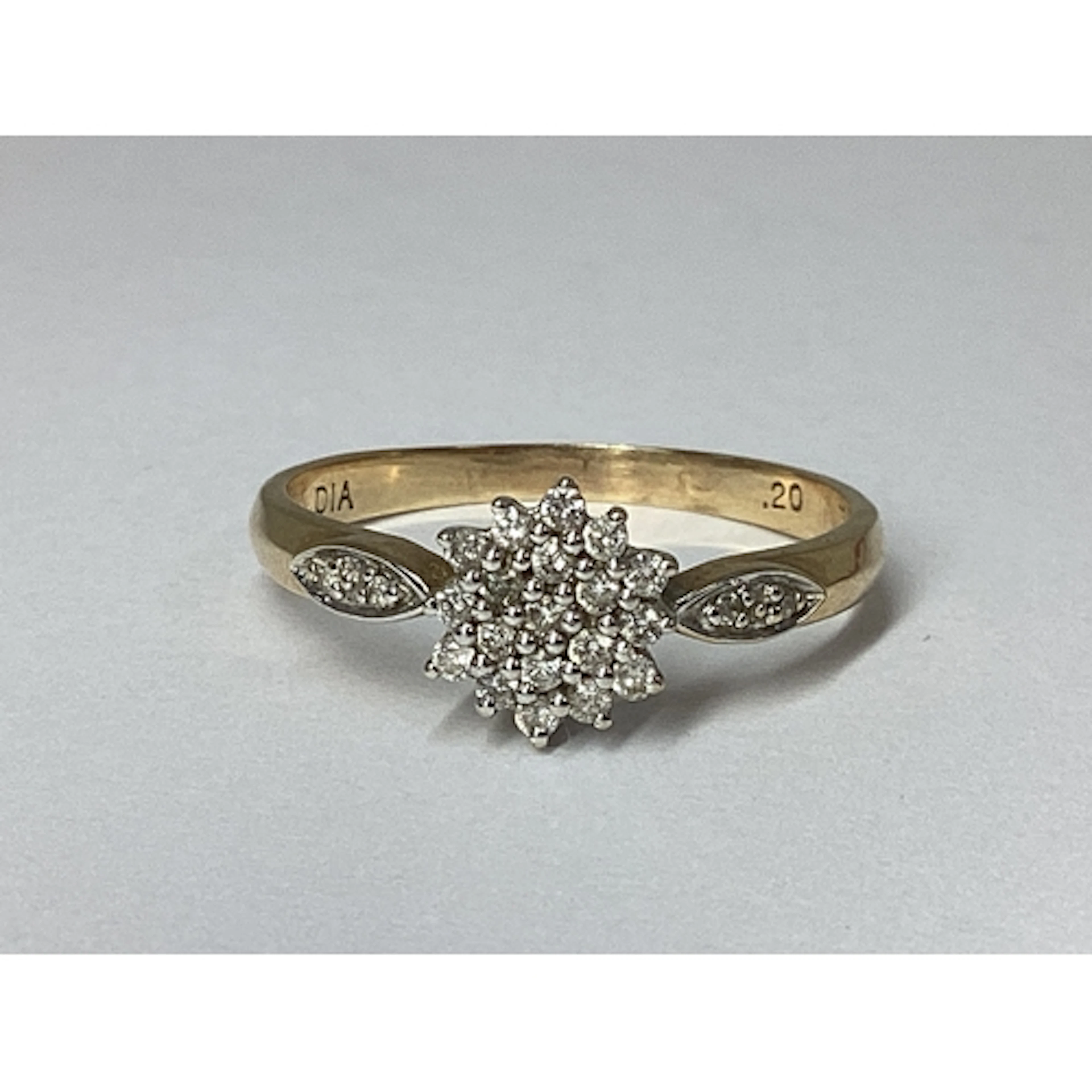A 9ct Gold Diamond Claw Set Cluster Ring, of flowerhead desi...