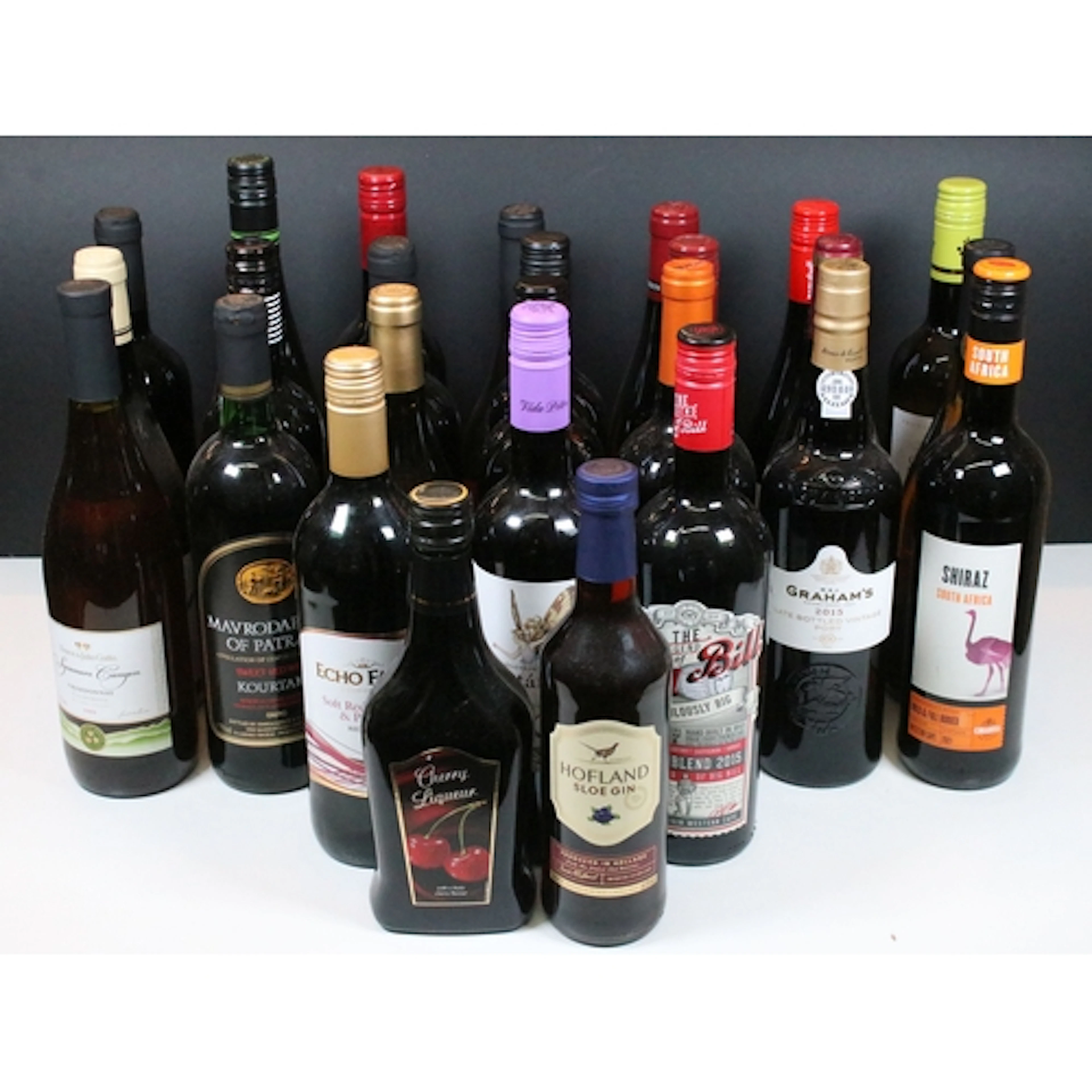 Collection of twenty-six bottles of wine and port to include...