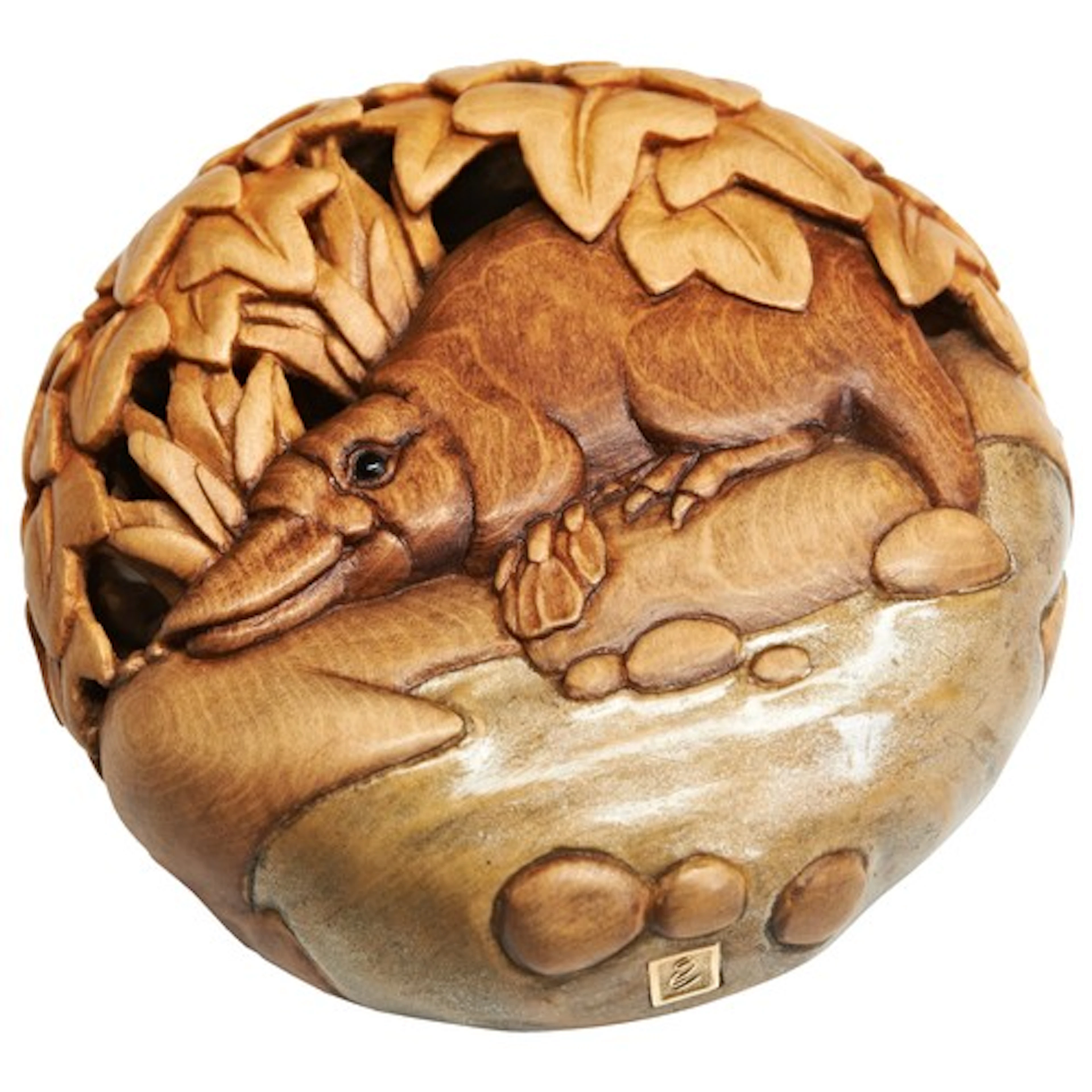 SUSAN WRAIGHT (BRITISH, B.1955) 'PLATYPUS' CIRCA 2013 carved...