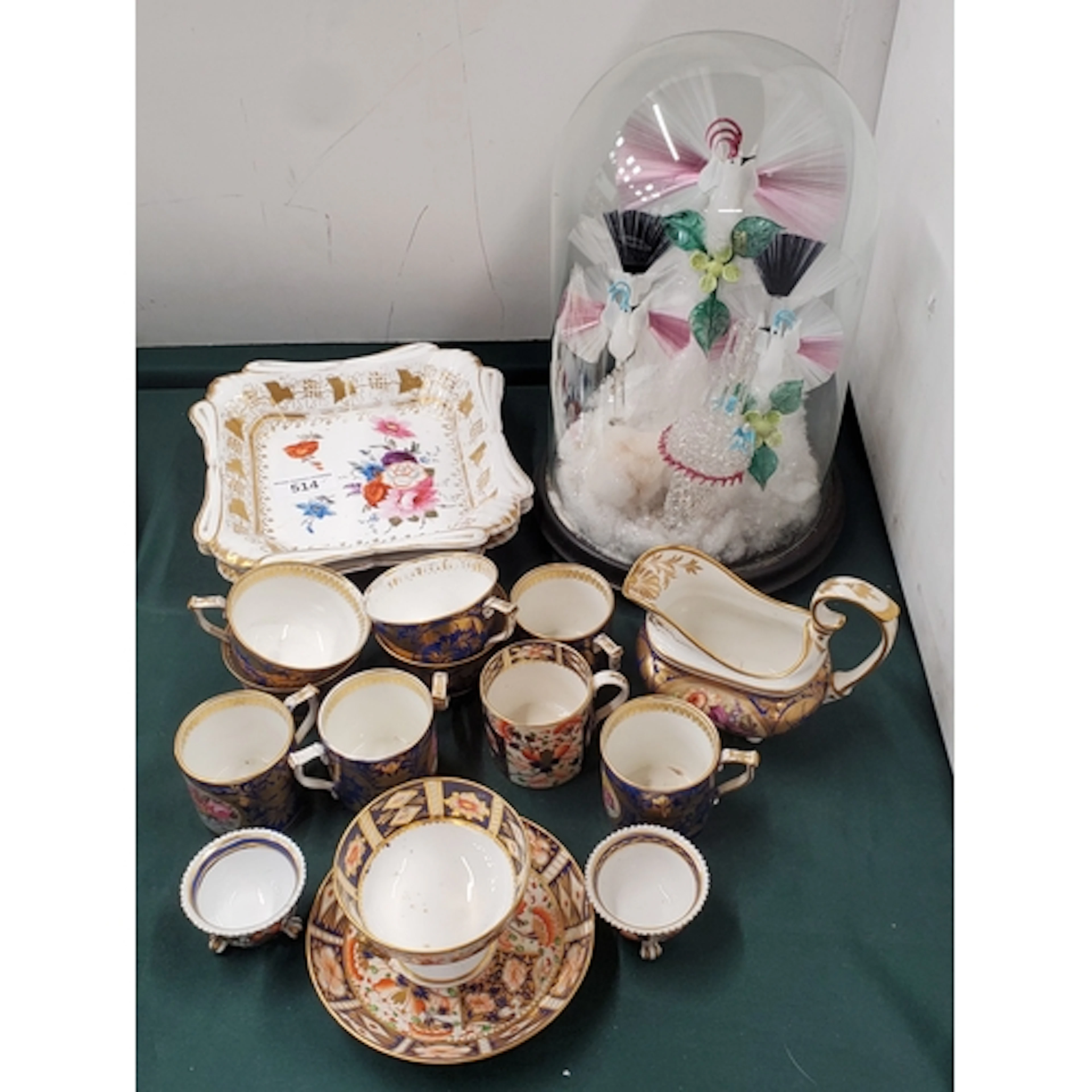 A pair of Coalport floral painted shaped Dishes, a quantity ...