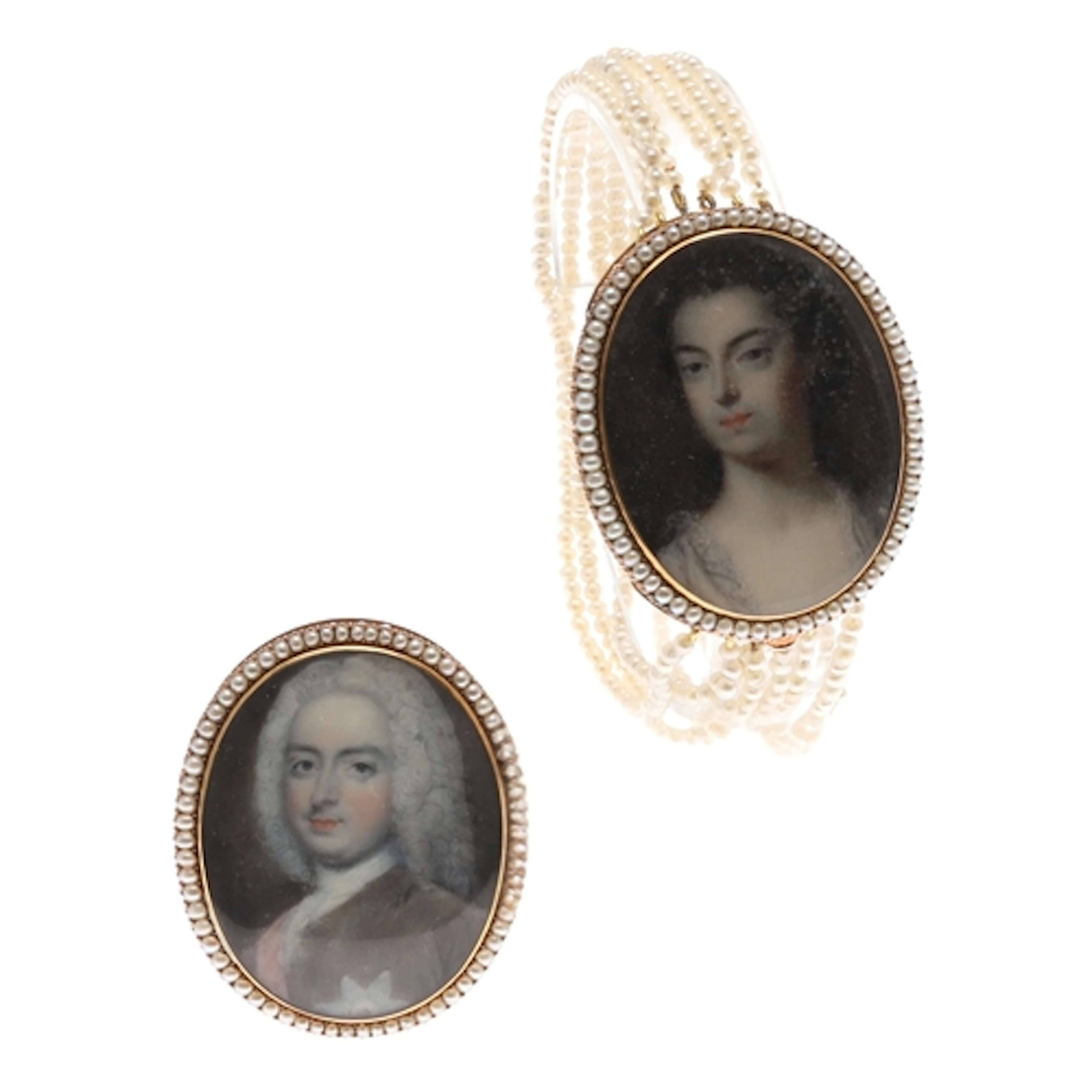 A PAIR OF 18TH CENTURY PORTRAIT MINIATURES. depicting Sir Wi...