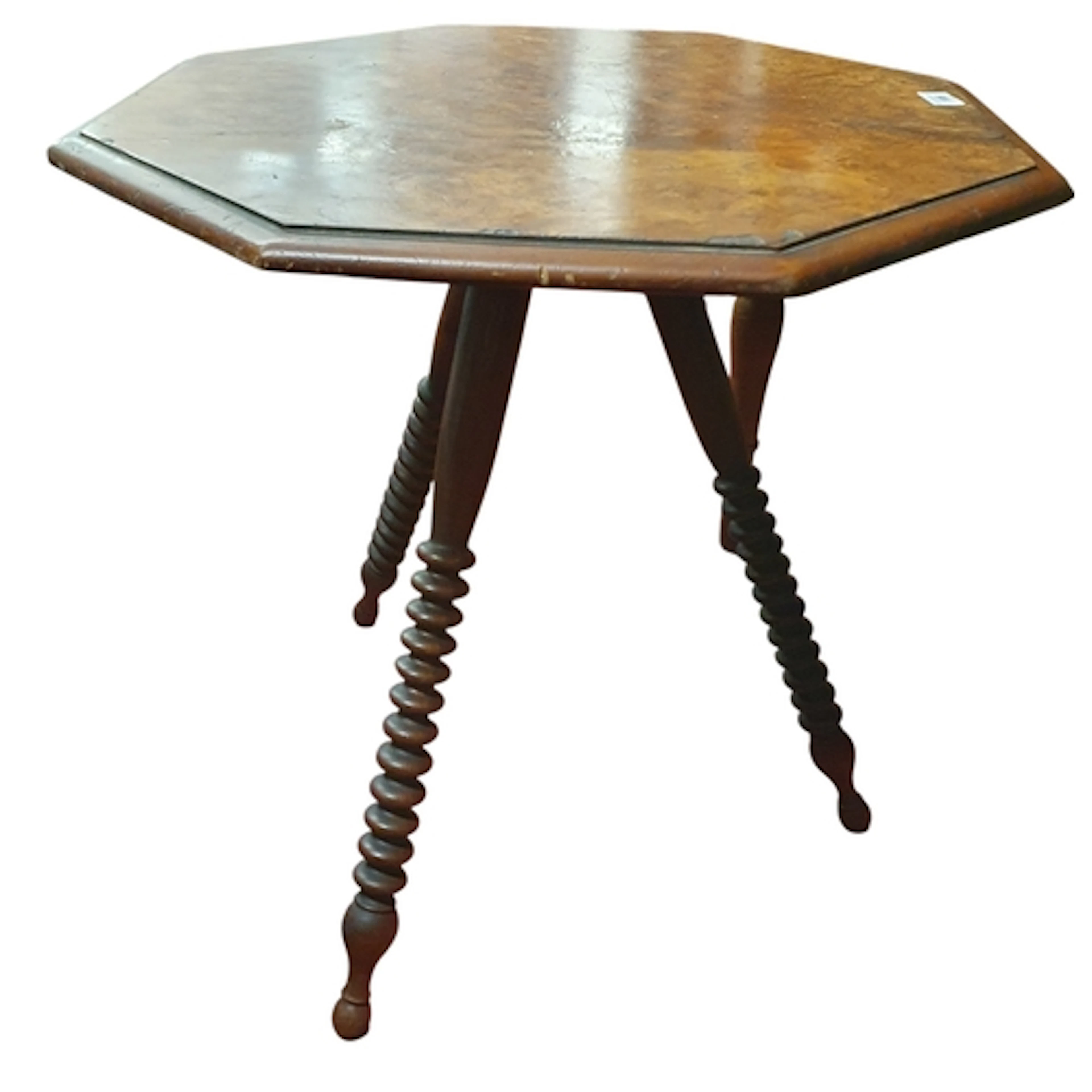 A 19th Century Walnut and Burr Walnut hexagonal Table with t...