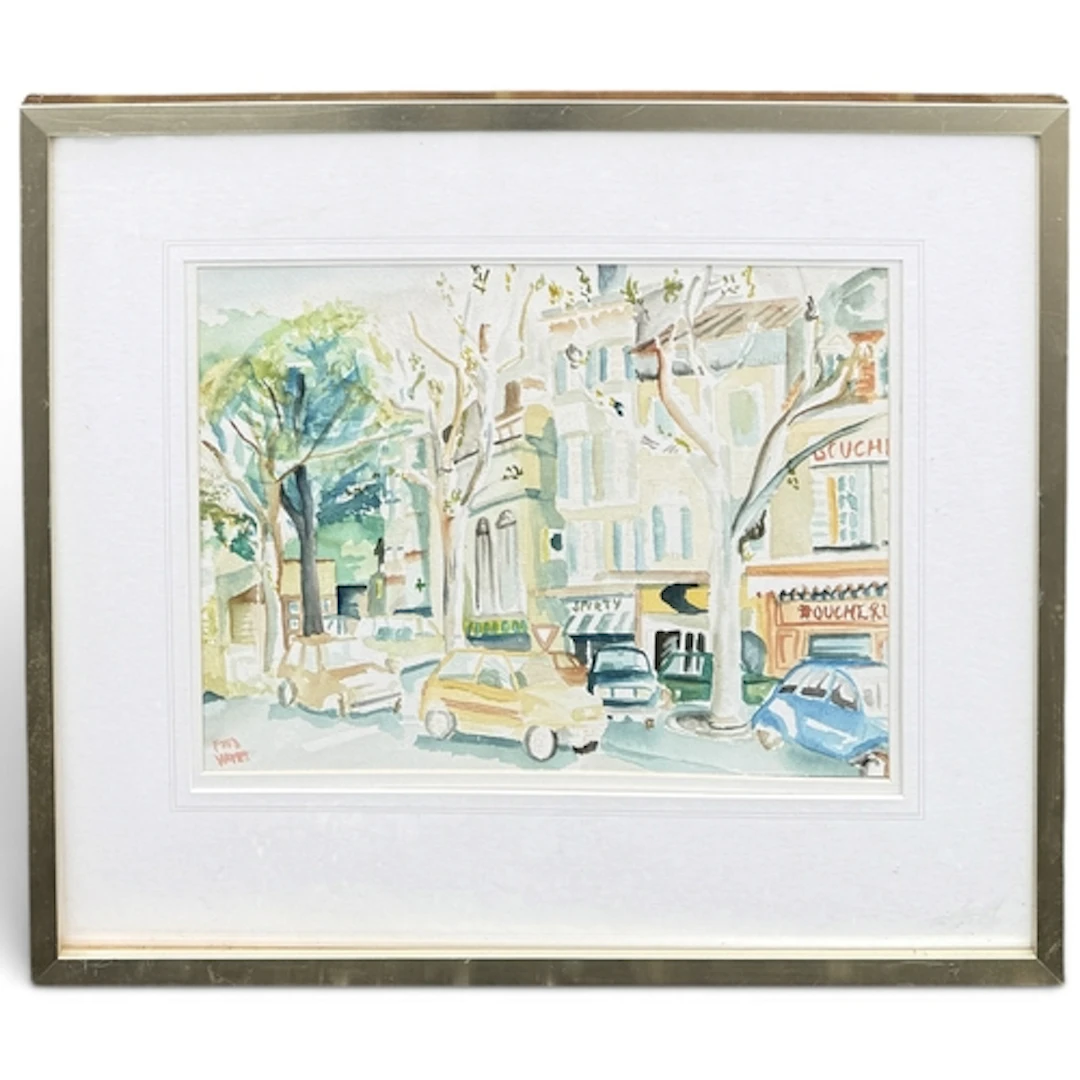 FRED YATES: STREET SCENE, PARIS Watercolour on paper. 38cm x...