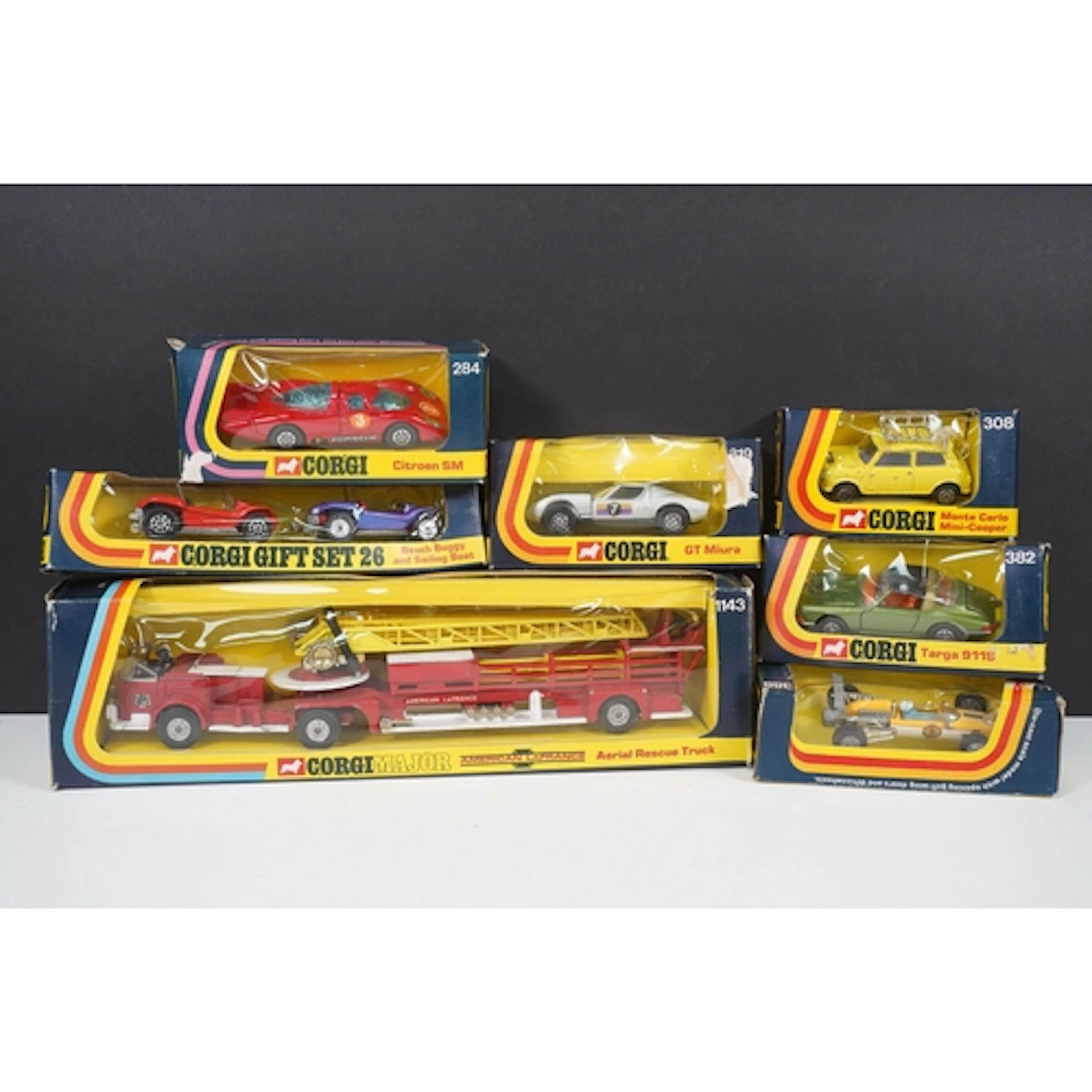 Seven boxed Corgi diecast models to include 1143 American La...