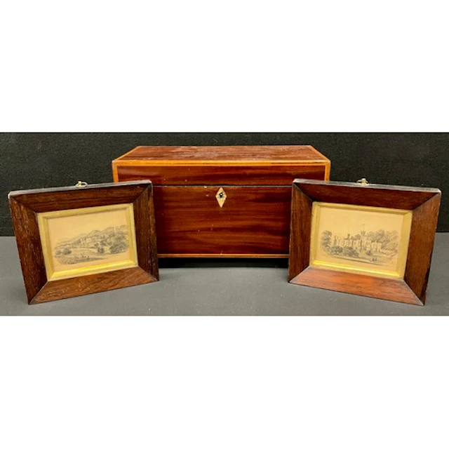 A Regency mahogany tea caddy, twin lion mask loop handles, T...