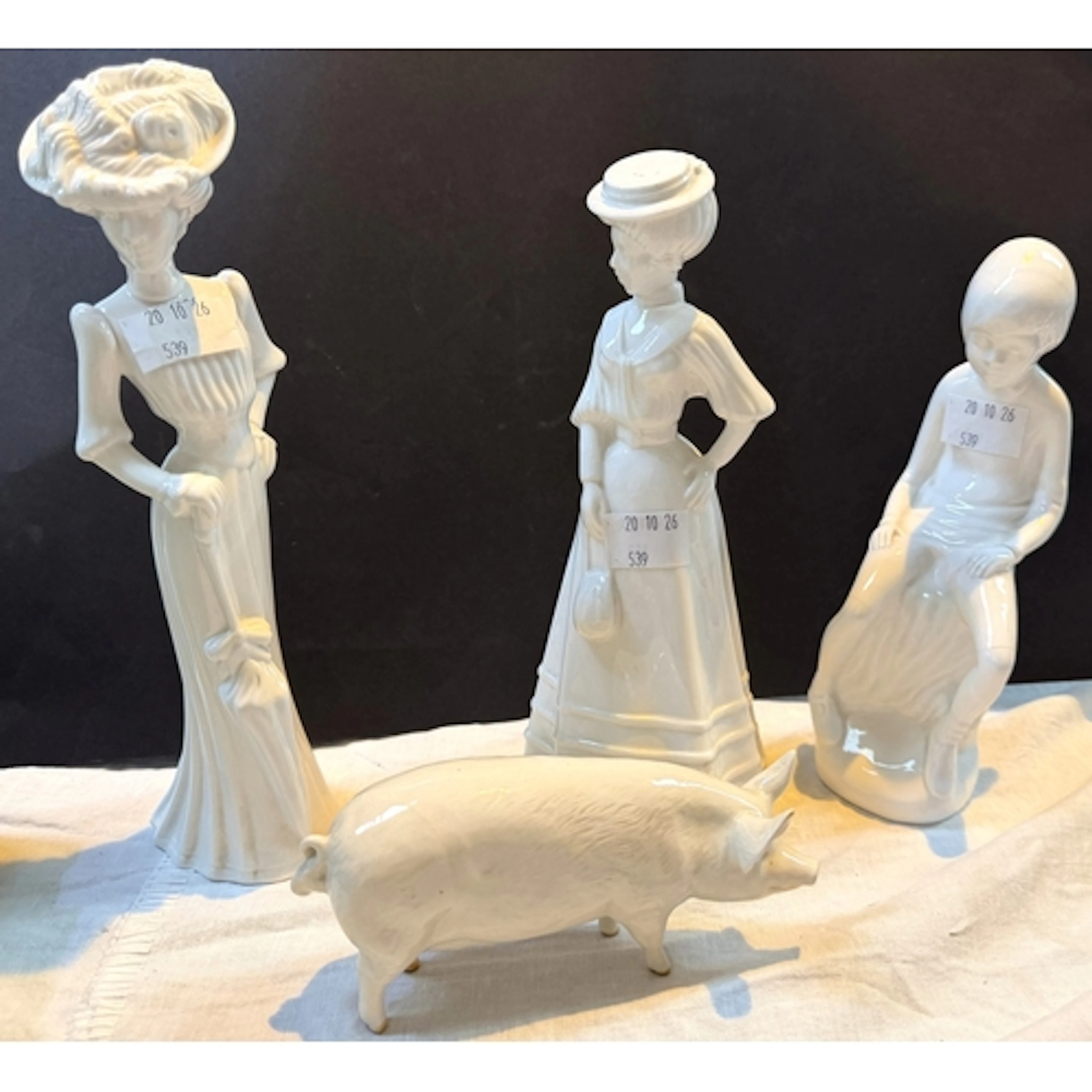 3 Spode figures " Lilly", "Olivia", and "Simon" and a Beswic...