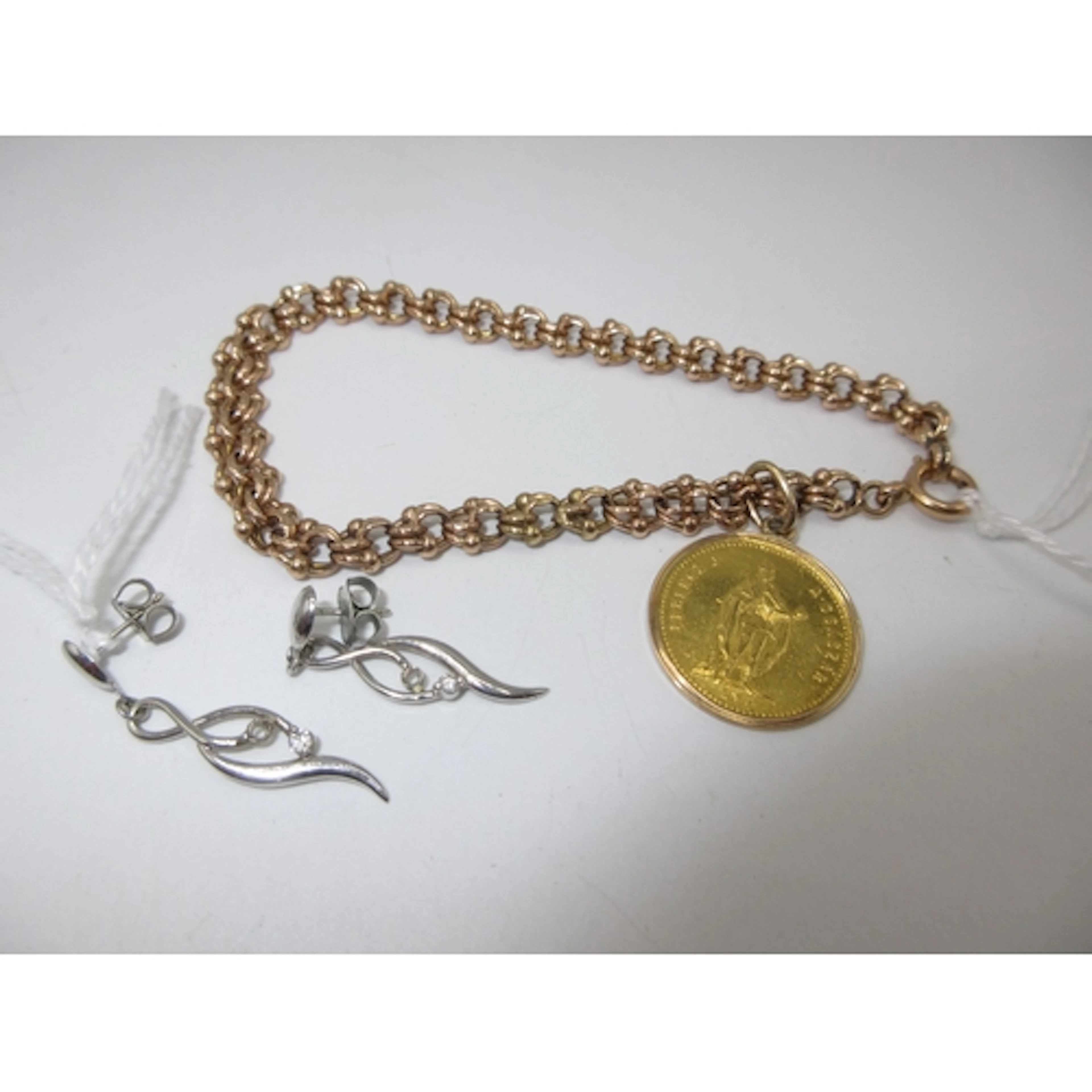 Austrian 1869 Yellow Metal Coin Mounted as a Pendant, along ...
