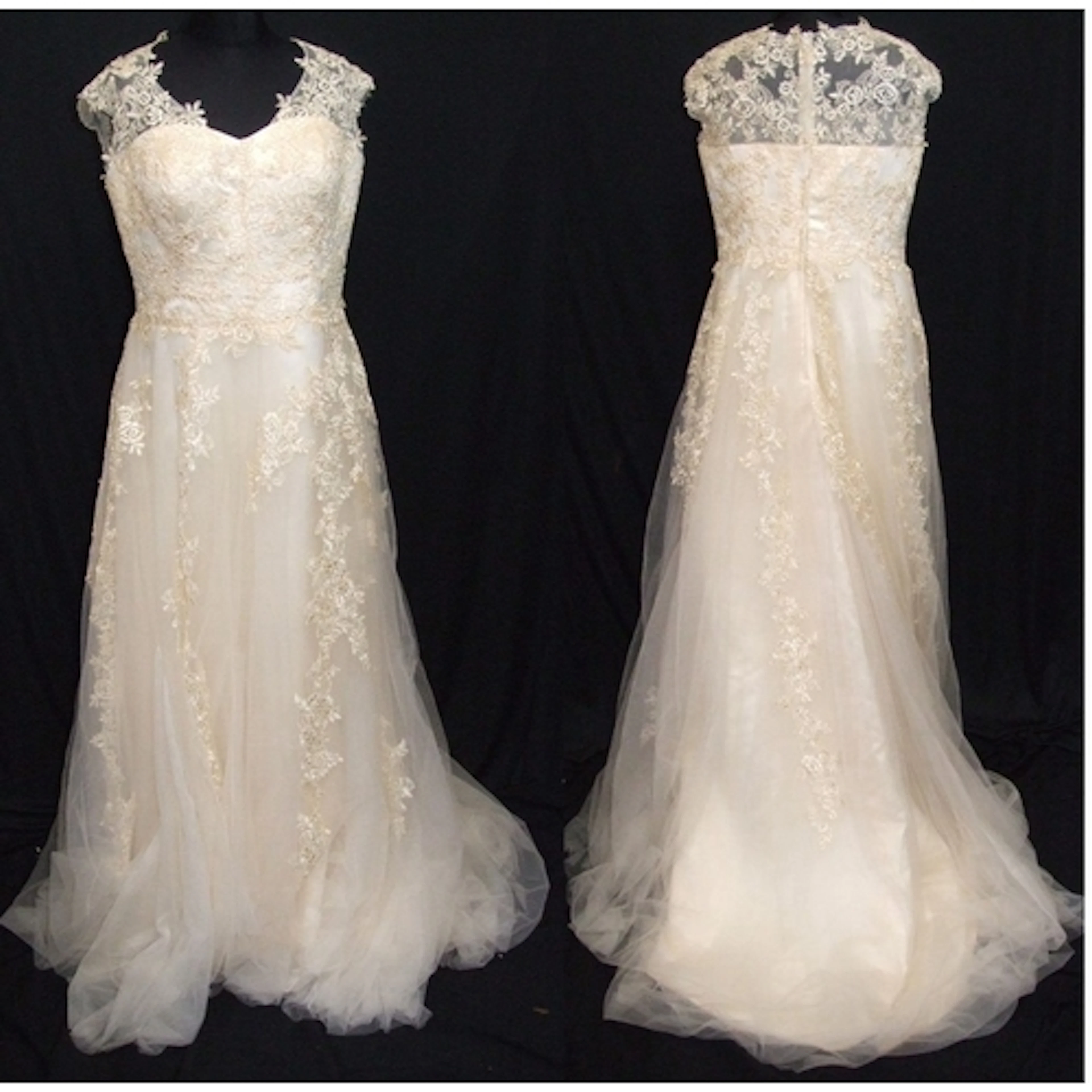Unbranded Cream Wedding Dress with embroidered detail & smal...