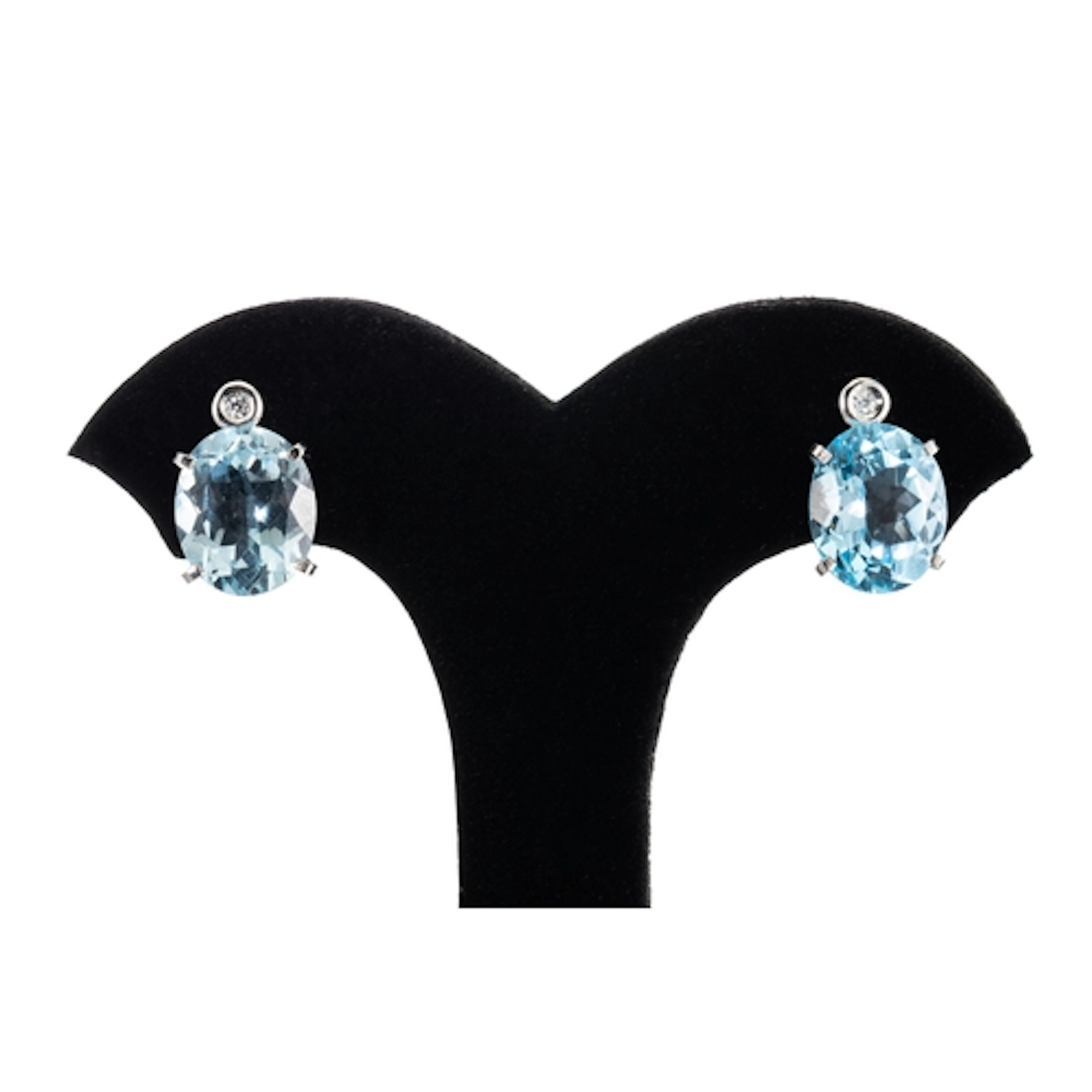 A PAIR OF TOPAZ AND DIAMOND EARRINGS, mounted in 18ct white ...
