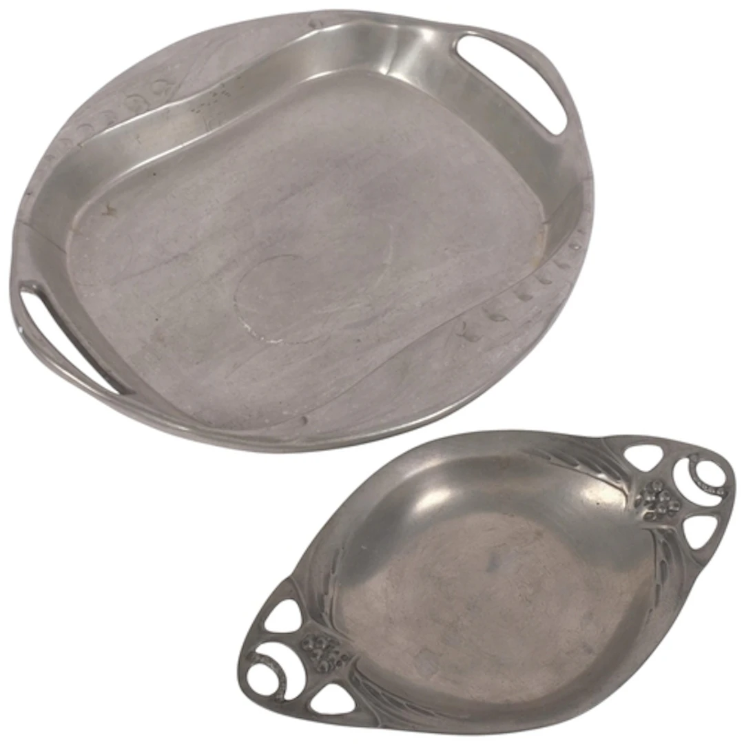 A kayserzinn twin handled pewter serving dish and an Achille...