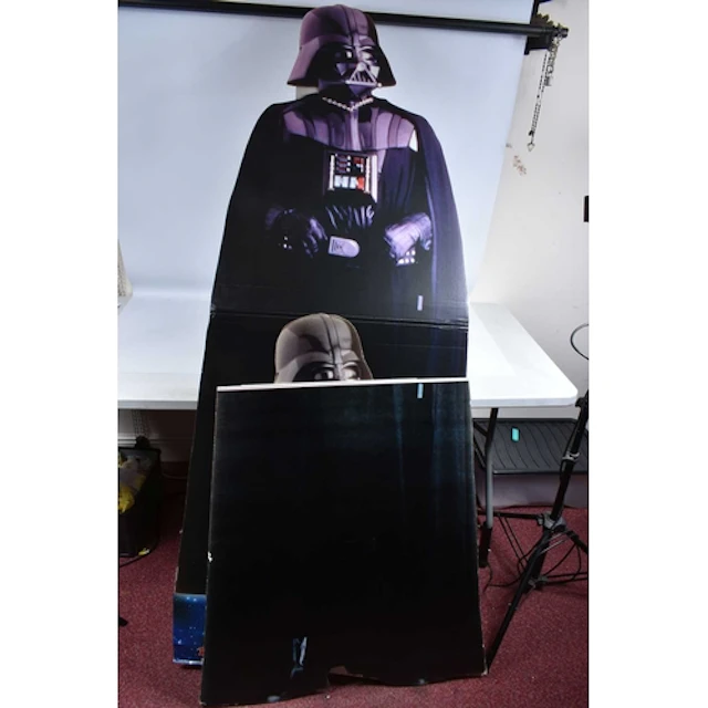 TWO LARGE STAR WARS DARTH VADER CARDBOARD POS STANDEES, the ...