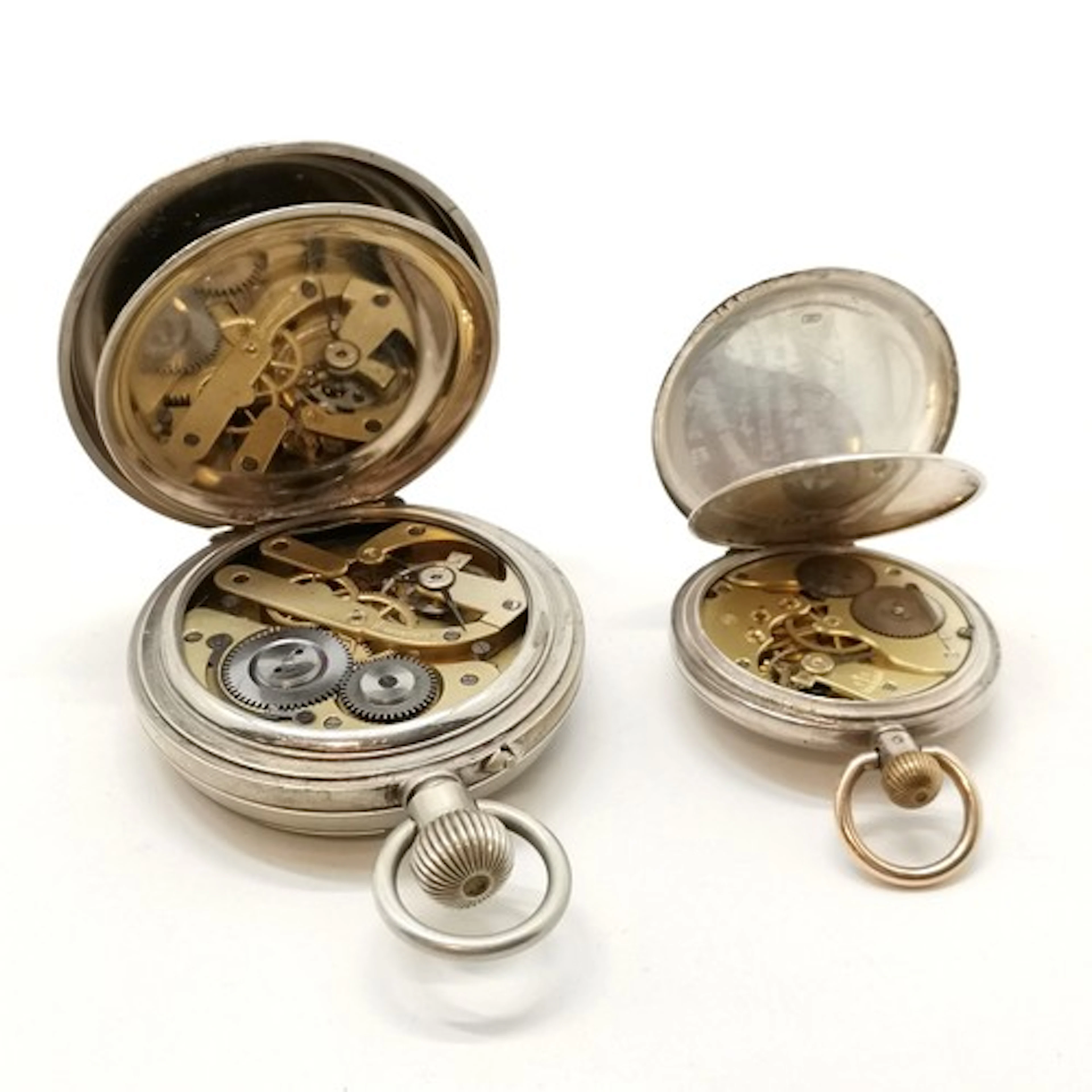Antique silver cased half hunter pocket watch (48mm & not ru...