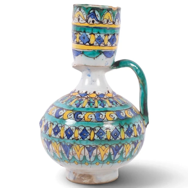 A Moroccan 19th century painted pottery vessel, H28cm