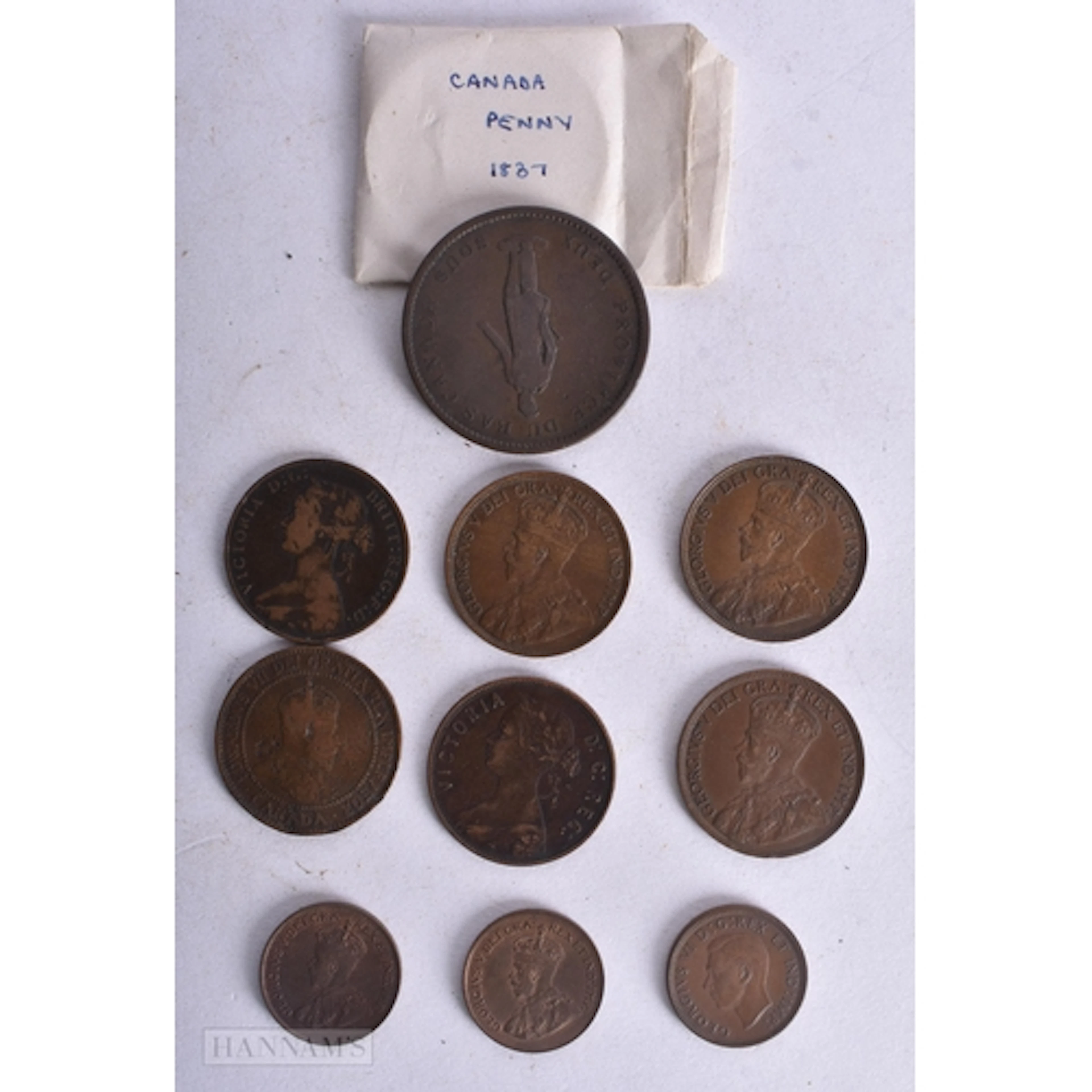 CANADIAN COINS including Penny 1837 & Newfoundland cent 1865...
