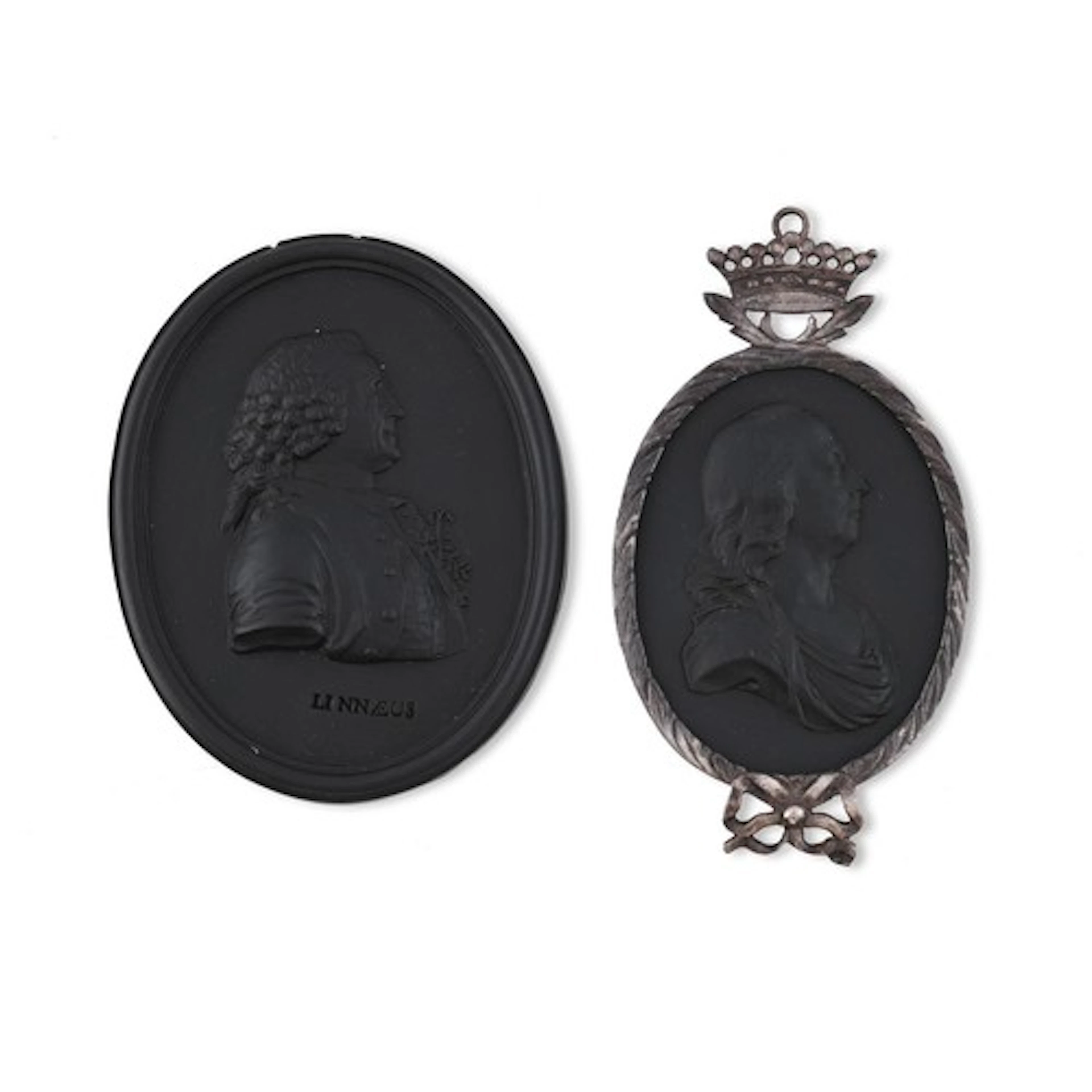 Natural history interest: Two Wedgwood black basalt plaques,...