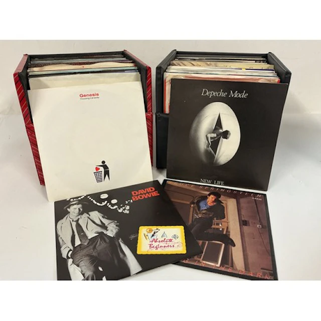 Four record cases of 7” singles and EPS by various artists i...