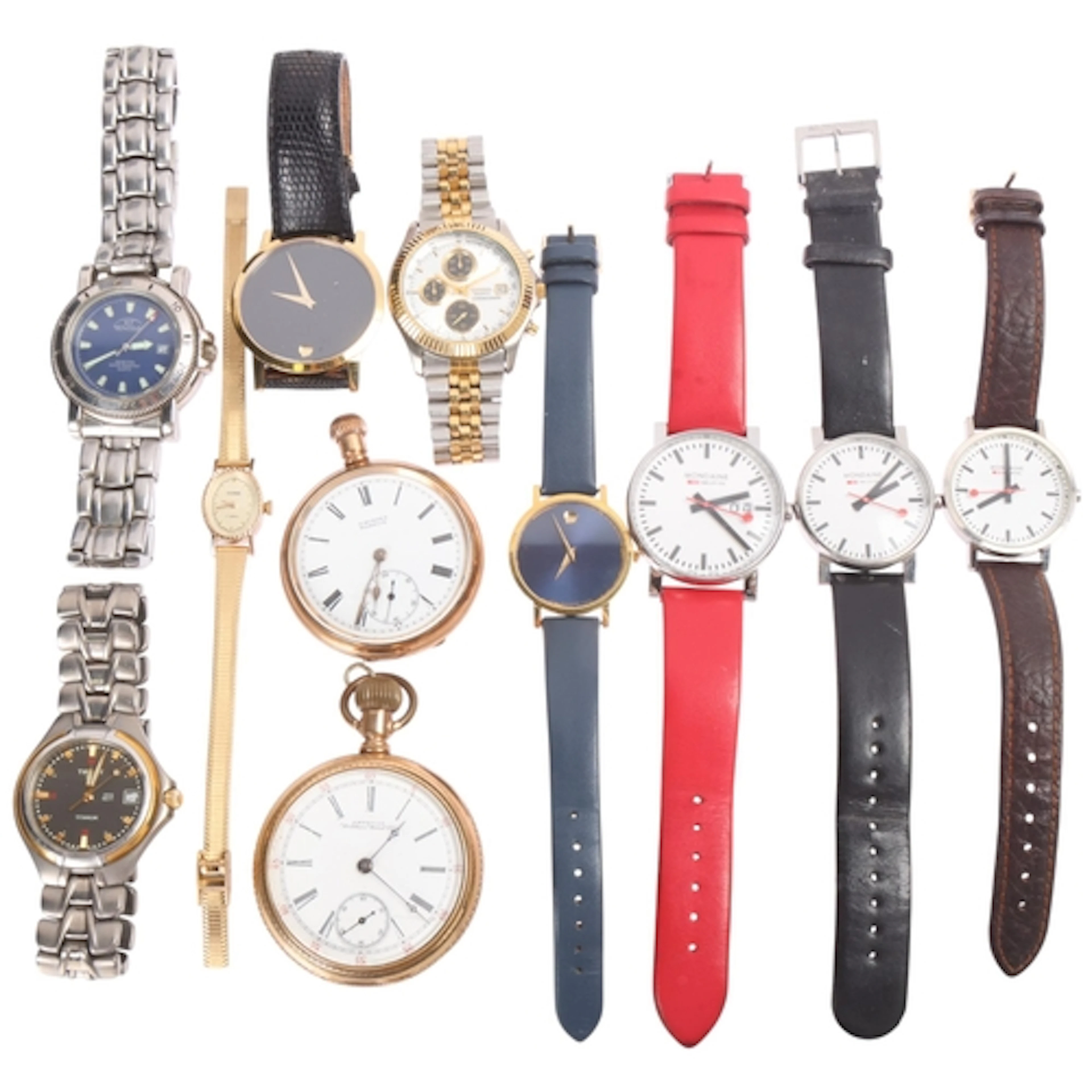Various wristwatches and pocket watches, including American ...