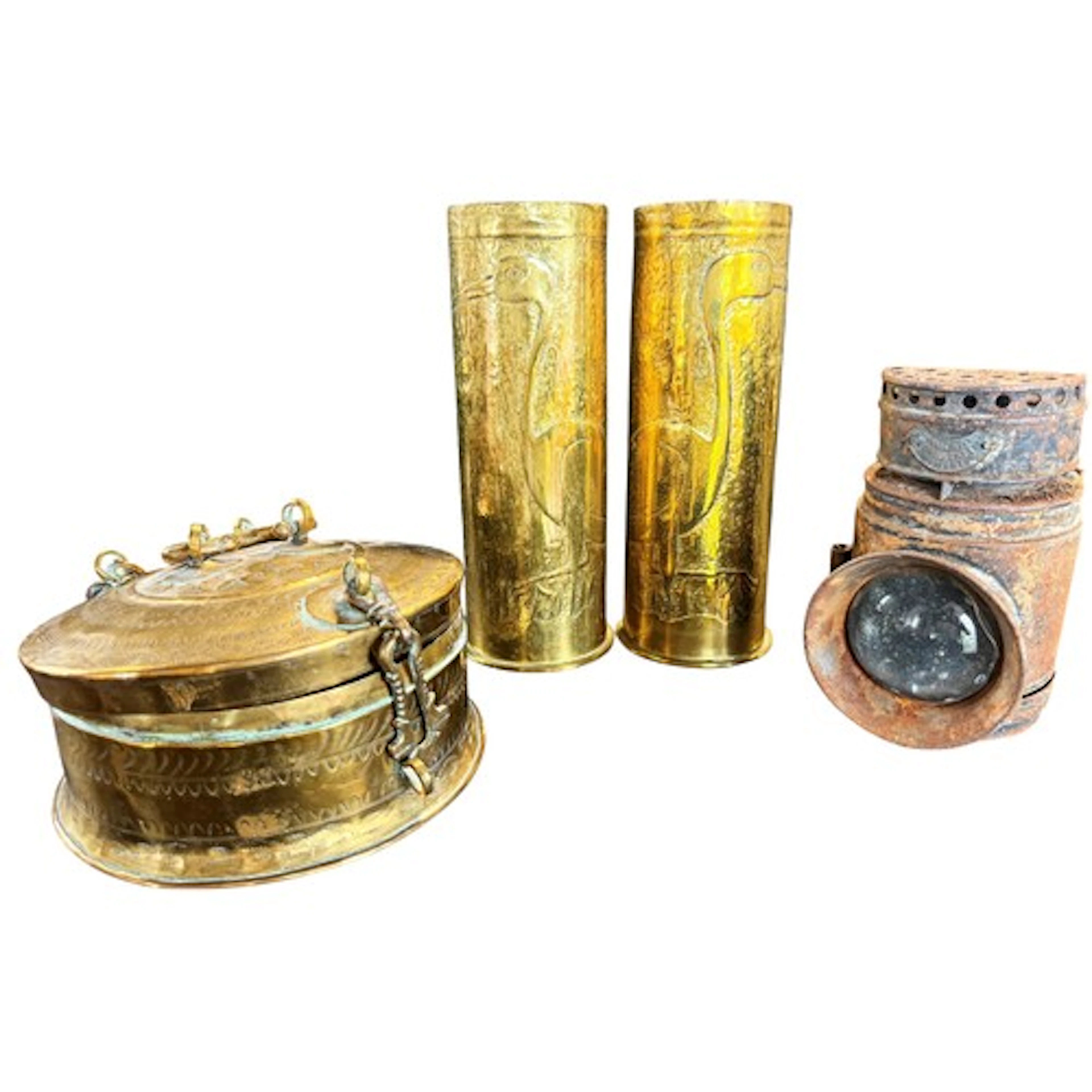 A collection of various metal wares to include an Eastern be...