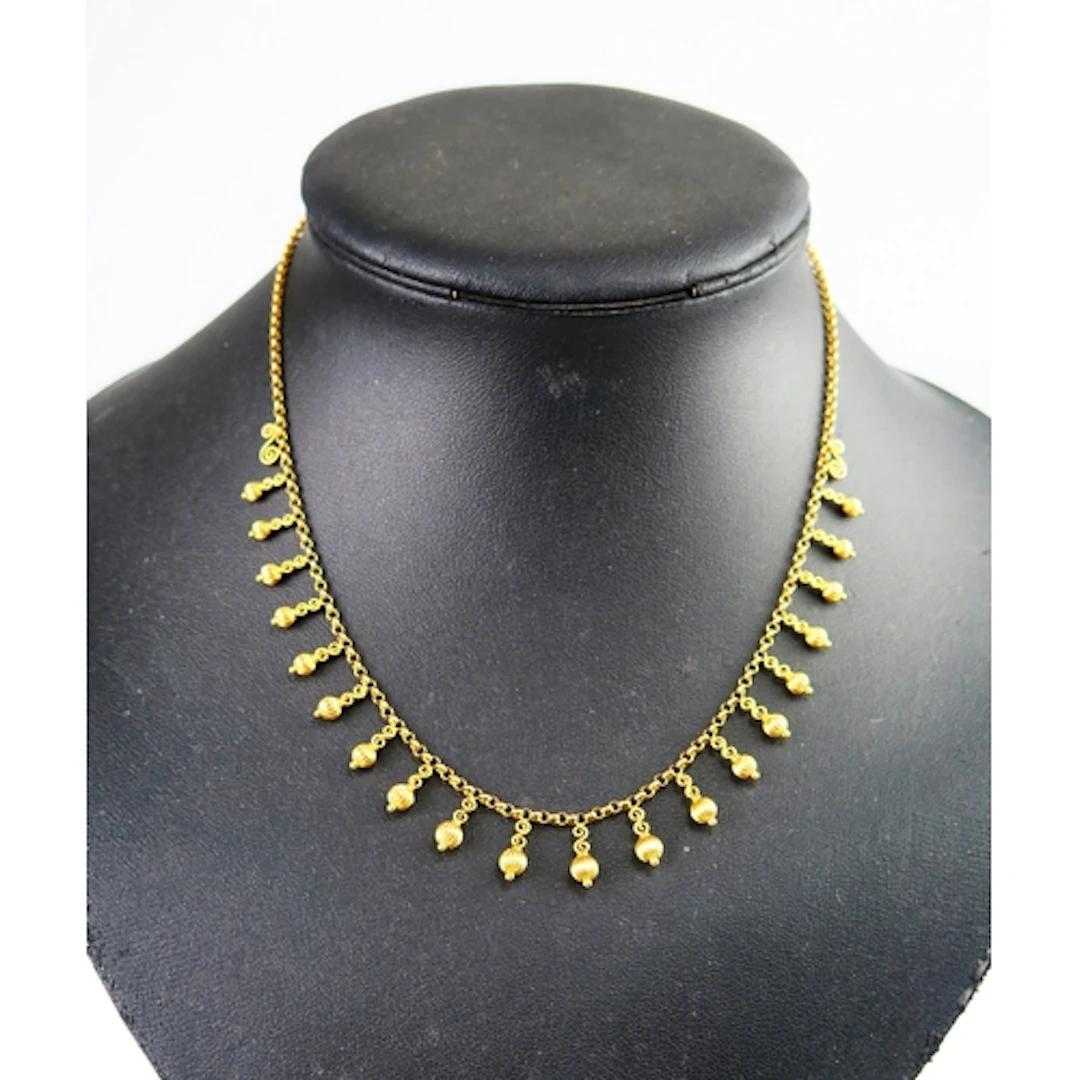A 14K gold fringe necklace, 38.5cm, stamped 585, 7.75g
