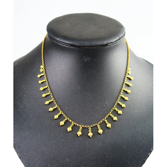 A 14K gold fringe necklace, 38.5cm, stamped 585, 7.75g