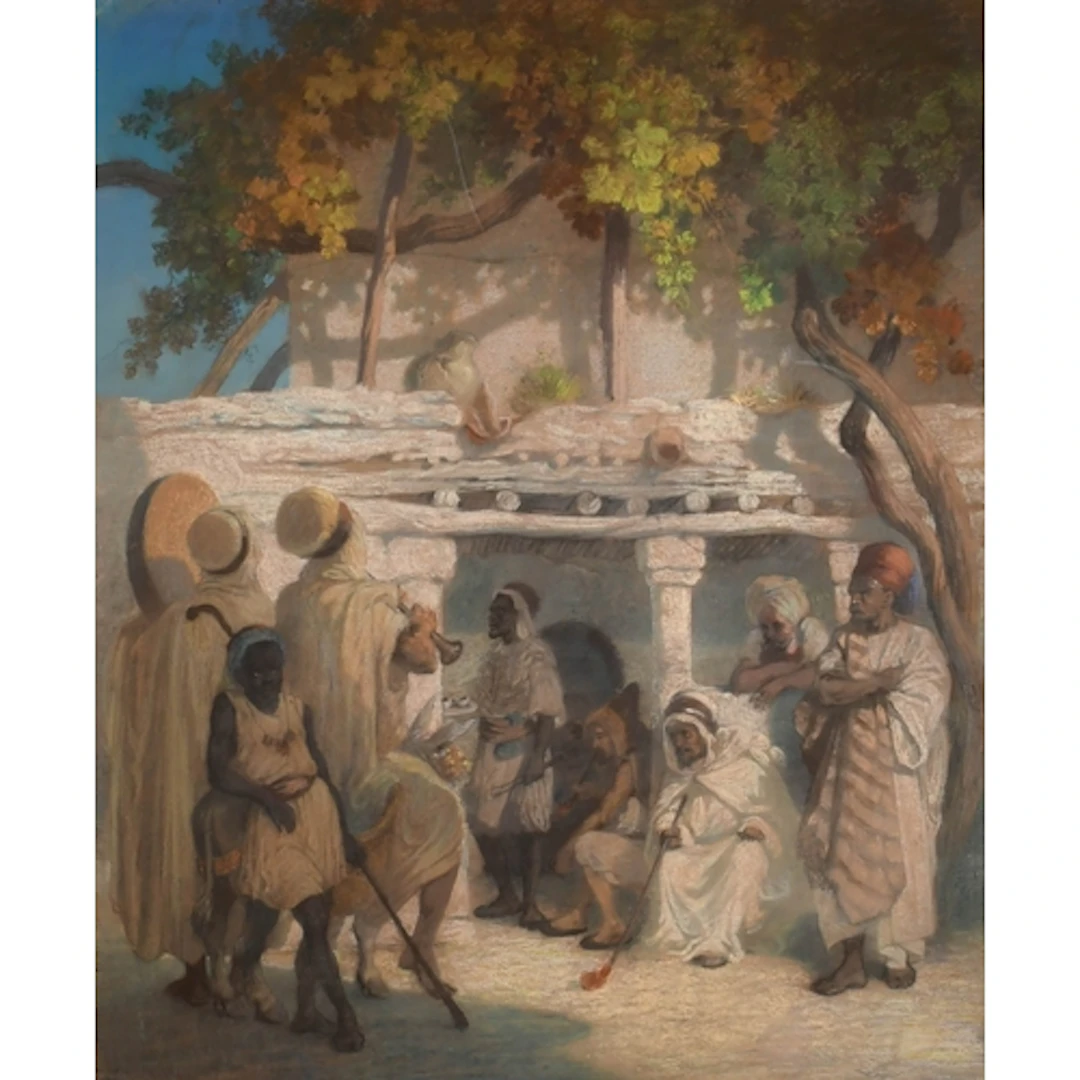 19th Century French School. An Oriental Market Place, Pastel...