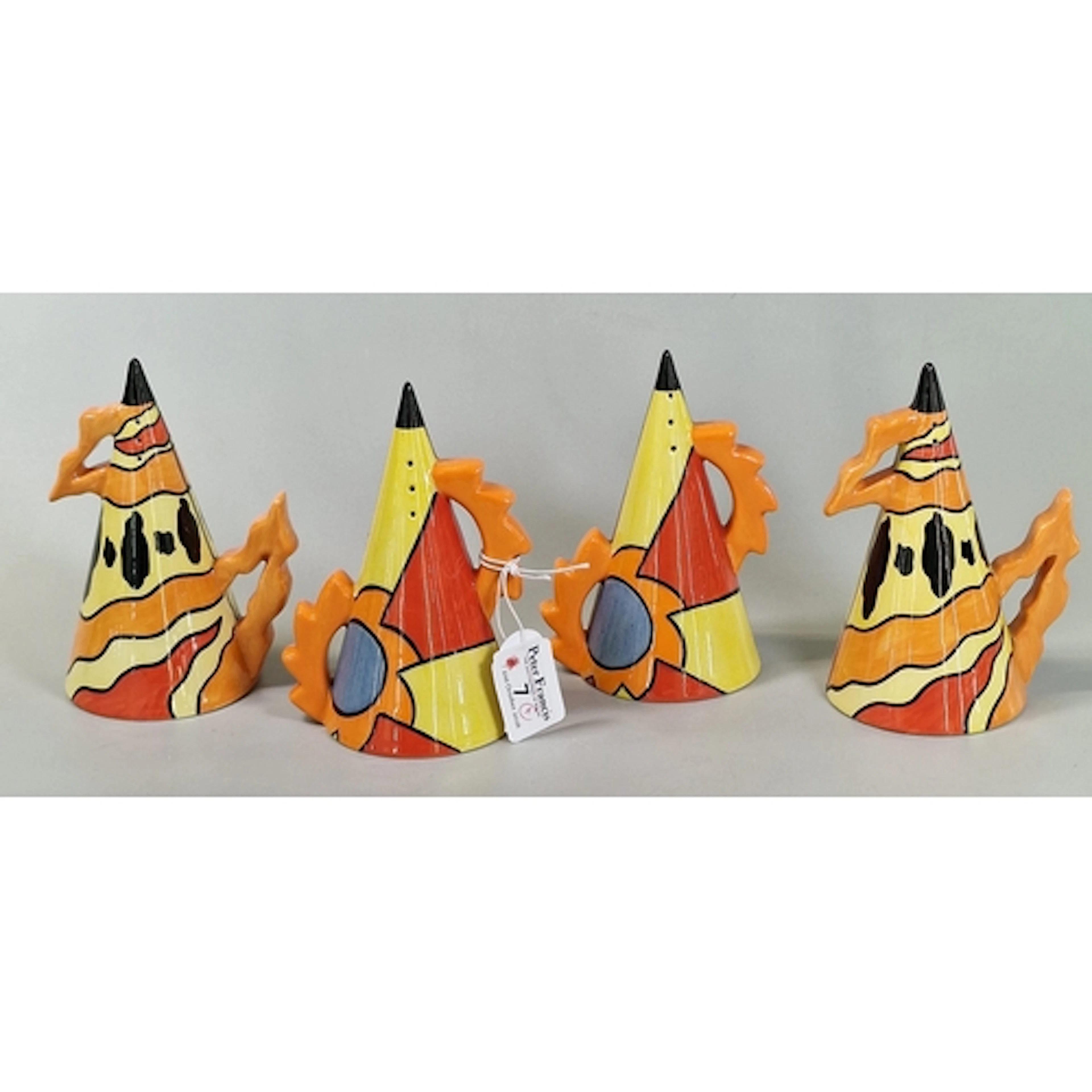 Pair of Lorna Bailey ceramic sugar sifters in the 'Sunset' p...