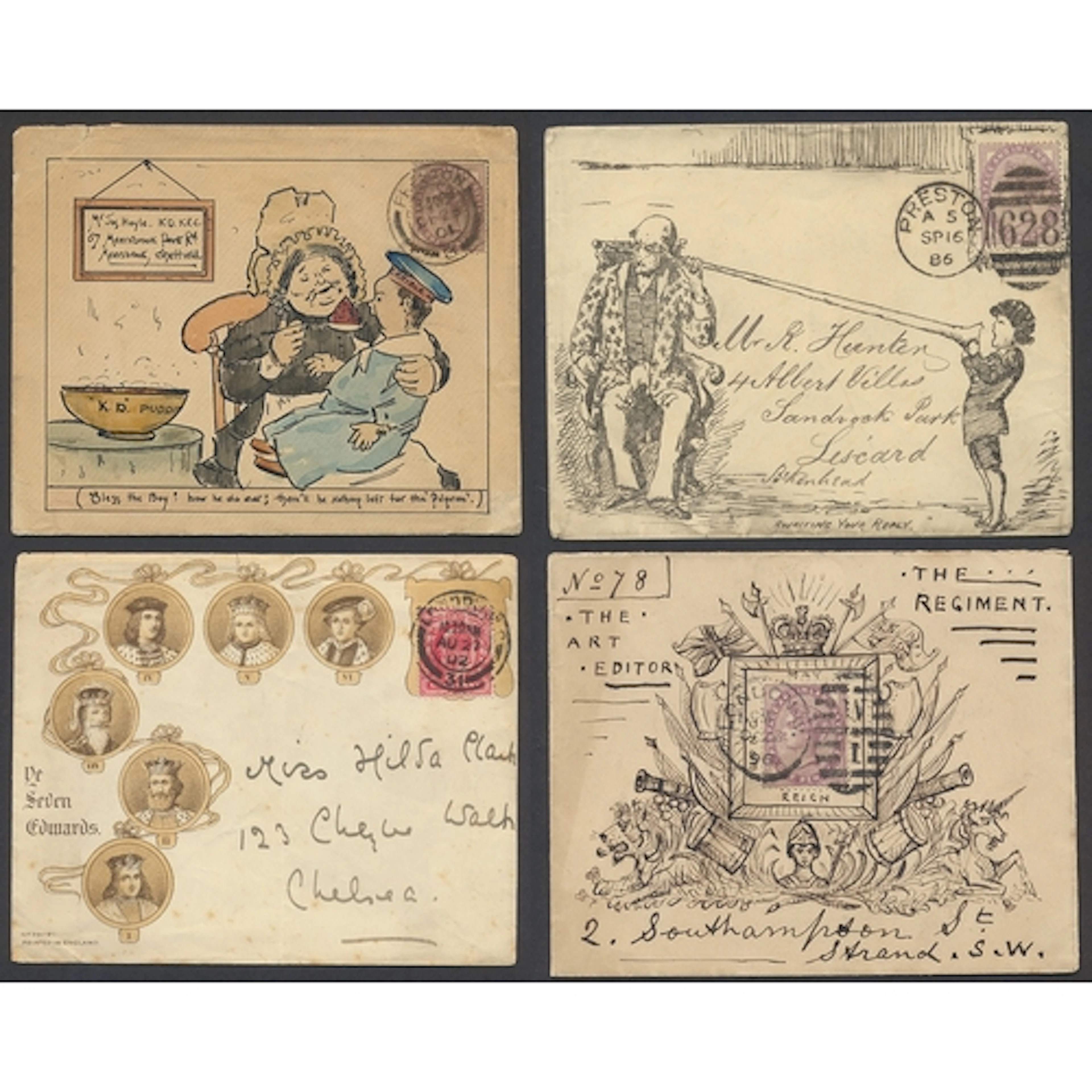 A very fine range of QV-KGV illustrated covers incl a hand p...