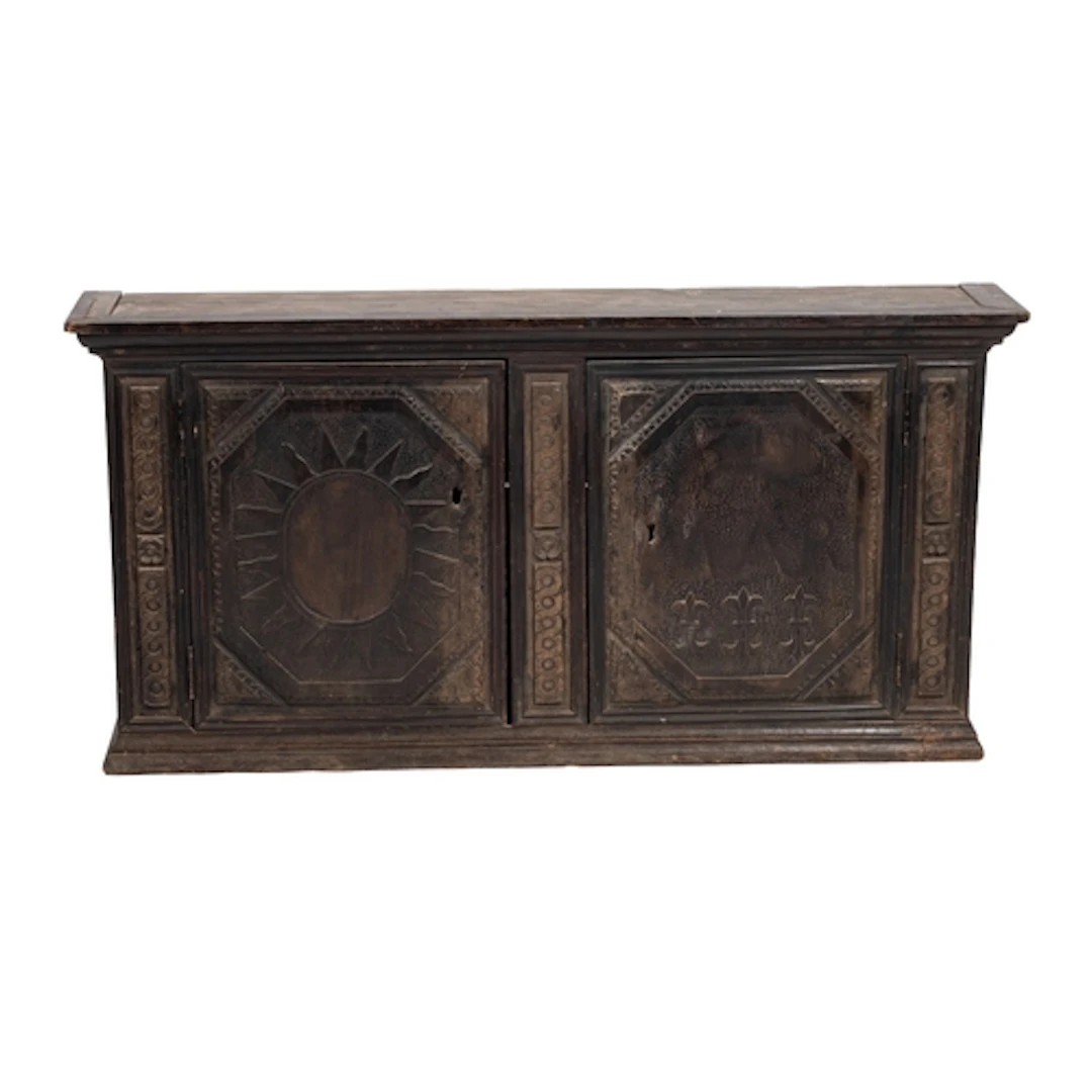 A Continental, probably French stained hardwood hanging cabi...