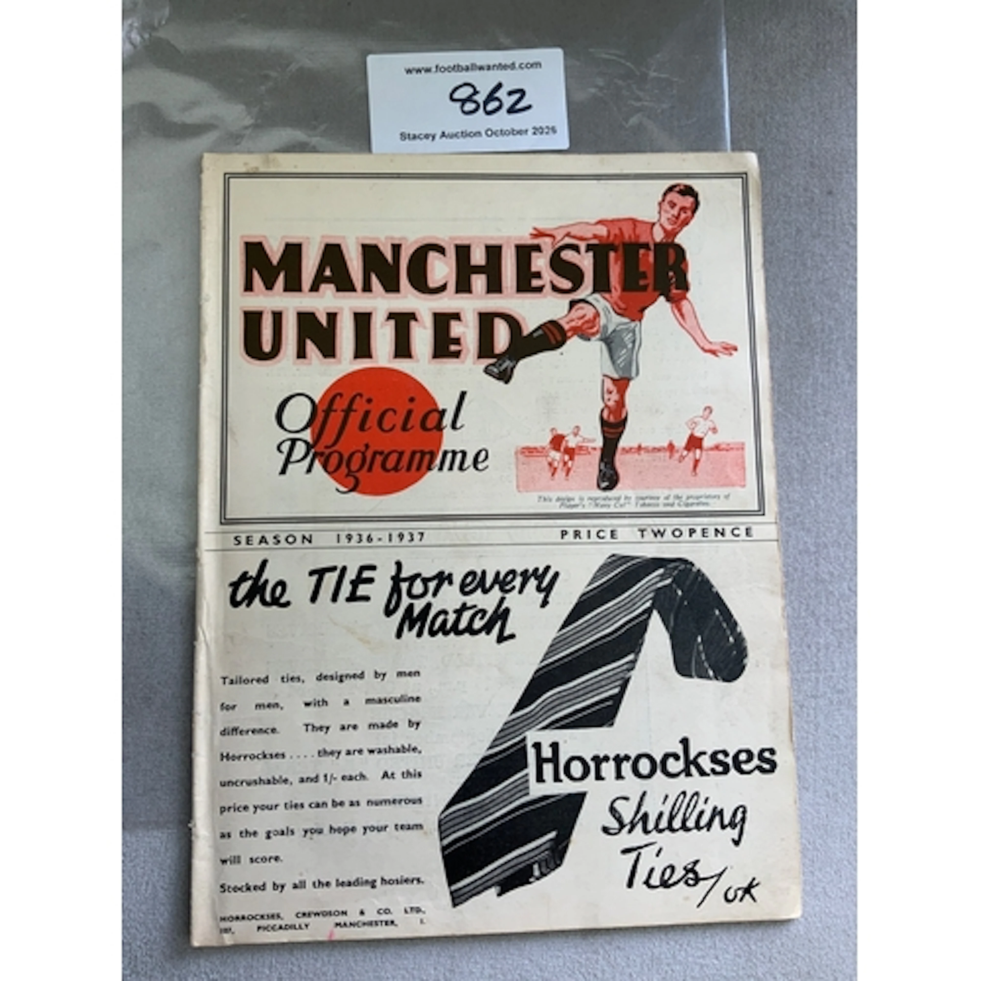1936 - 1937 Manchester United v Wolves Football Programme: E...