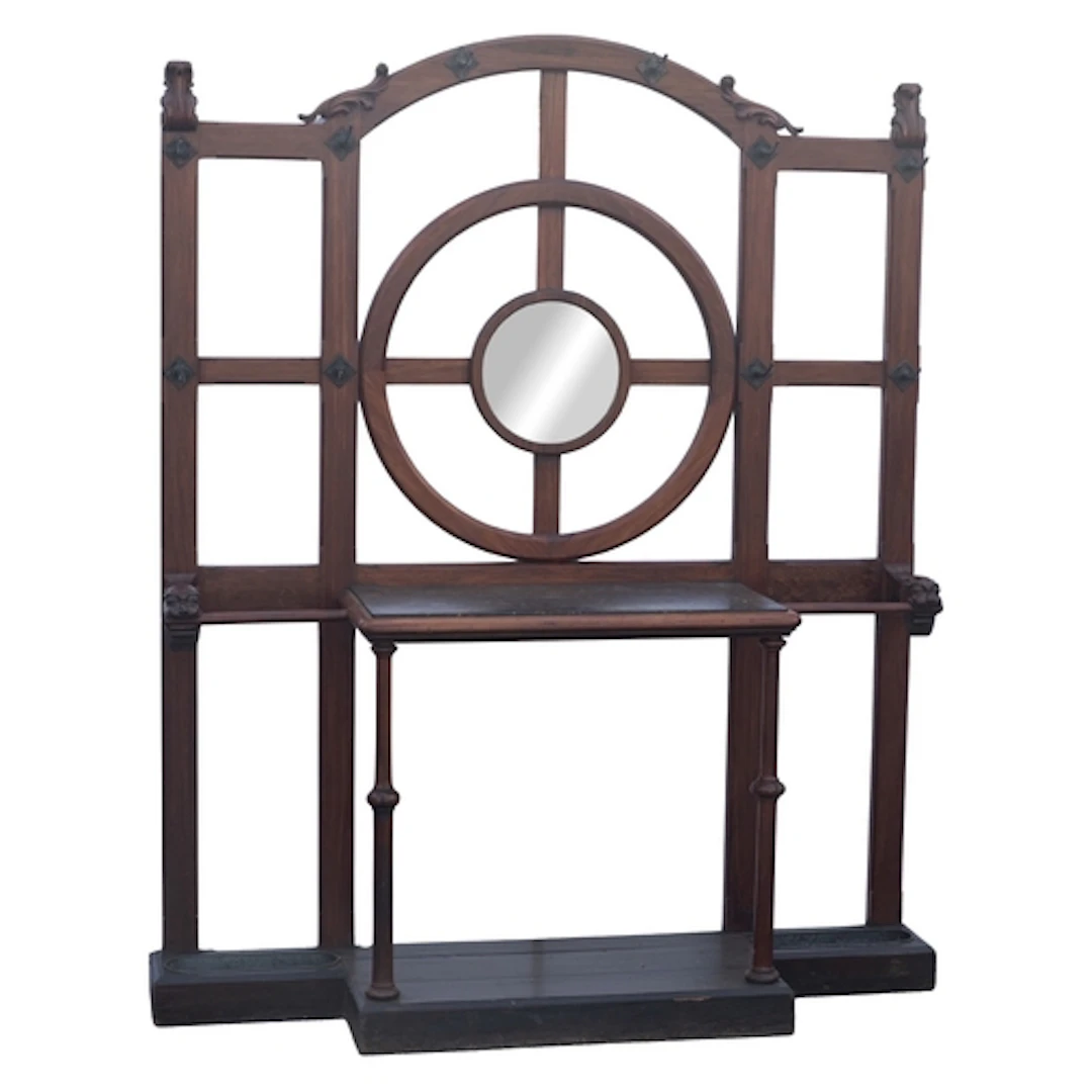 A Victorian padouk and marble mounted hall stand, last quart...