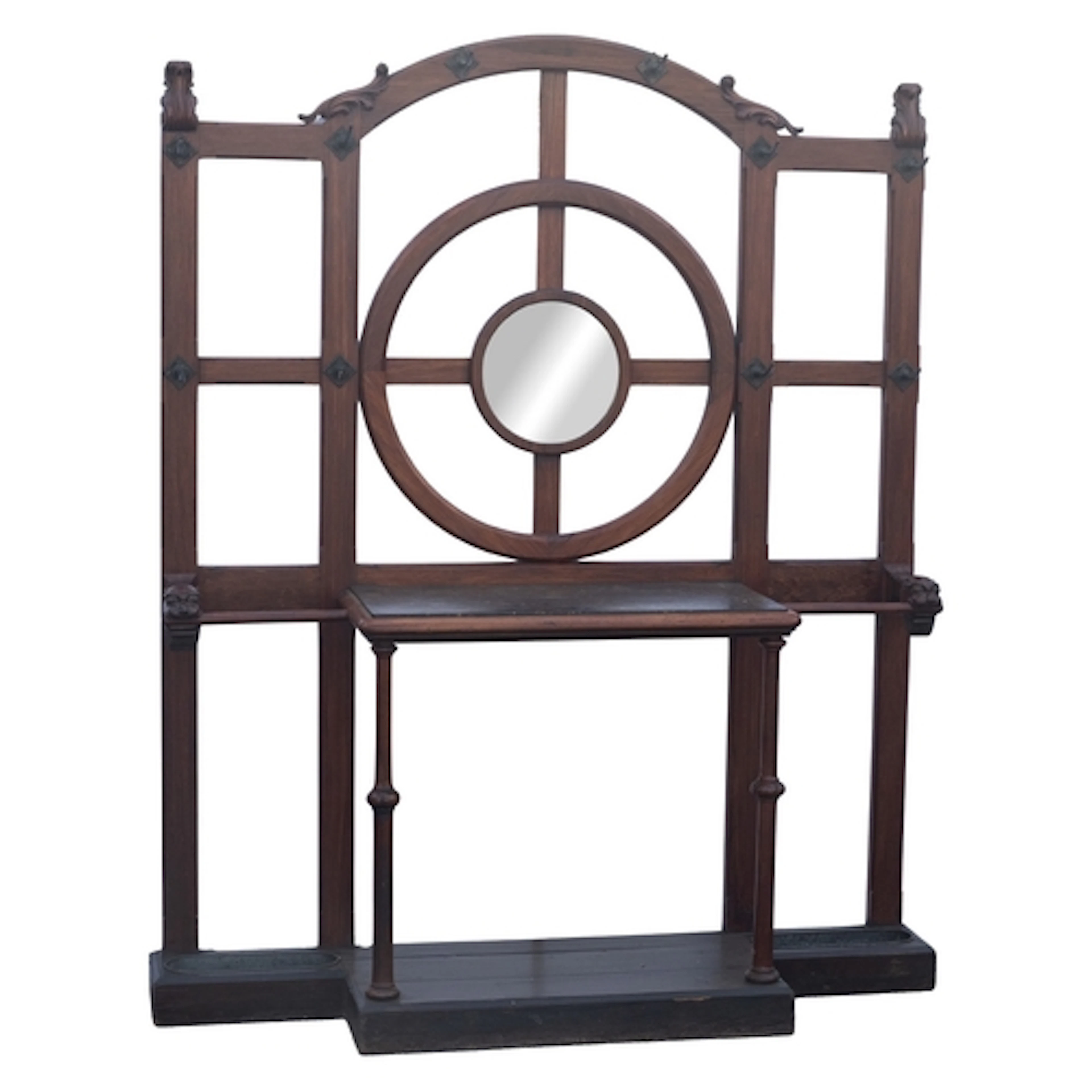 A Victorian padouk and marble mounted hall stand, last quart...