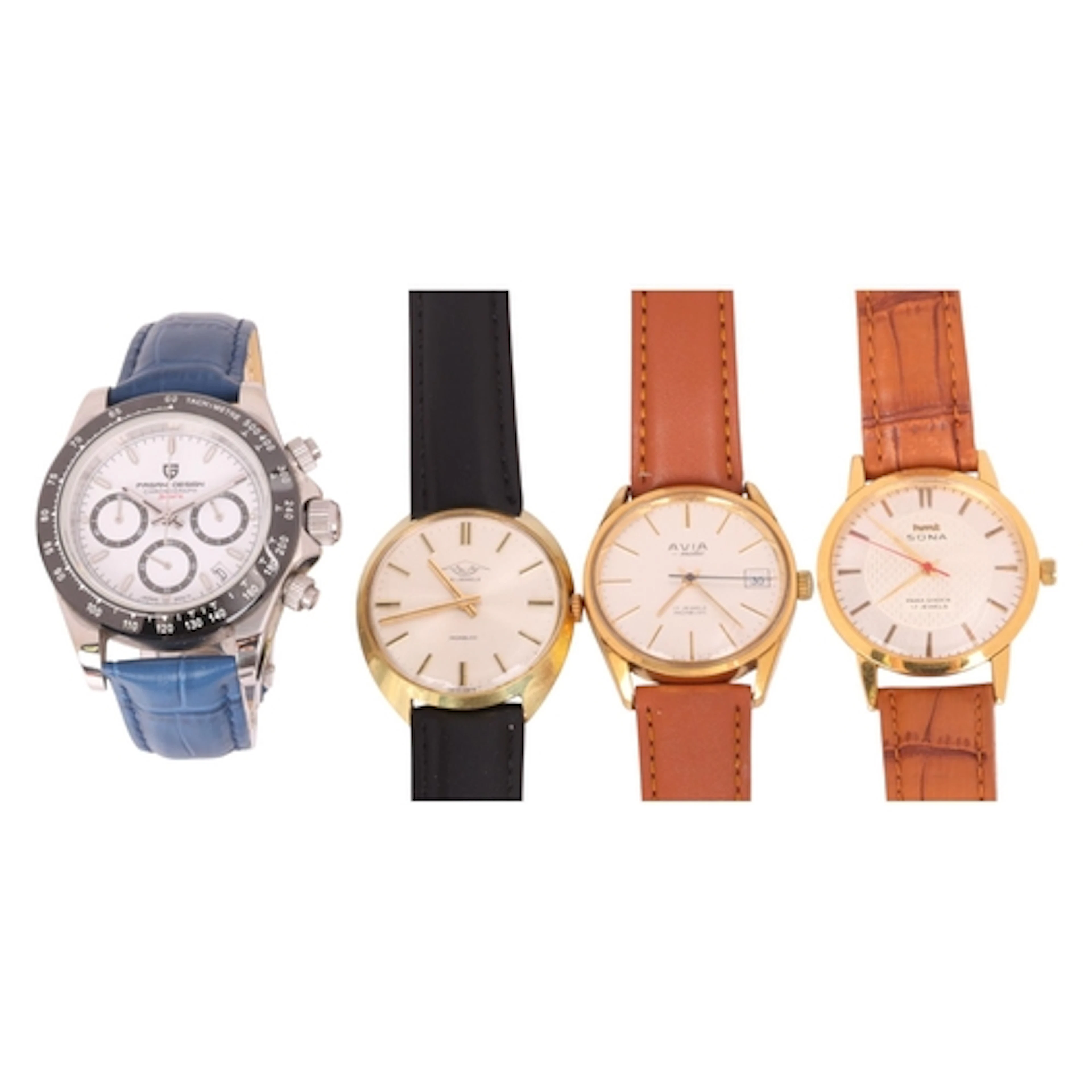 4 wristwatches, including Pagani Design Sport chronograph, H...